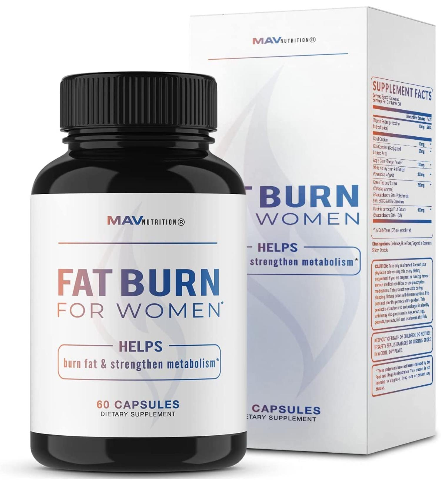 Fat Burner Weight Loss Pills for Women - Appetite Suppressant - Non-GMO & Vegetarian - 60 Capsules - Buy Online on GoSupps.com