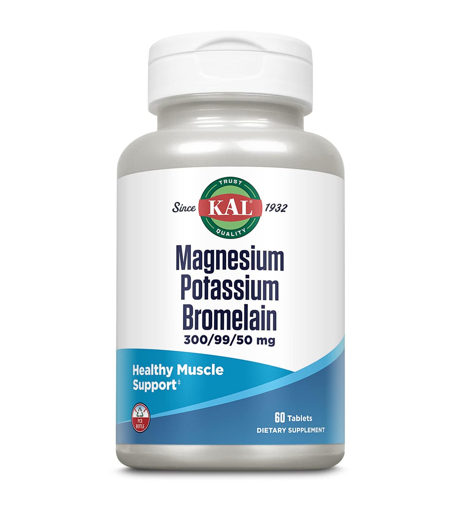 KAL Magnesium Potassium Bromelain Tablets 60 Count