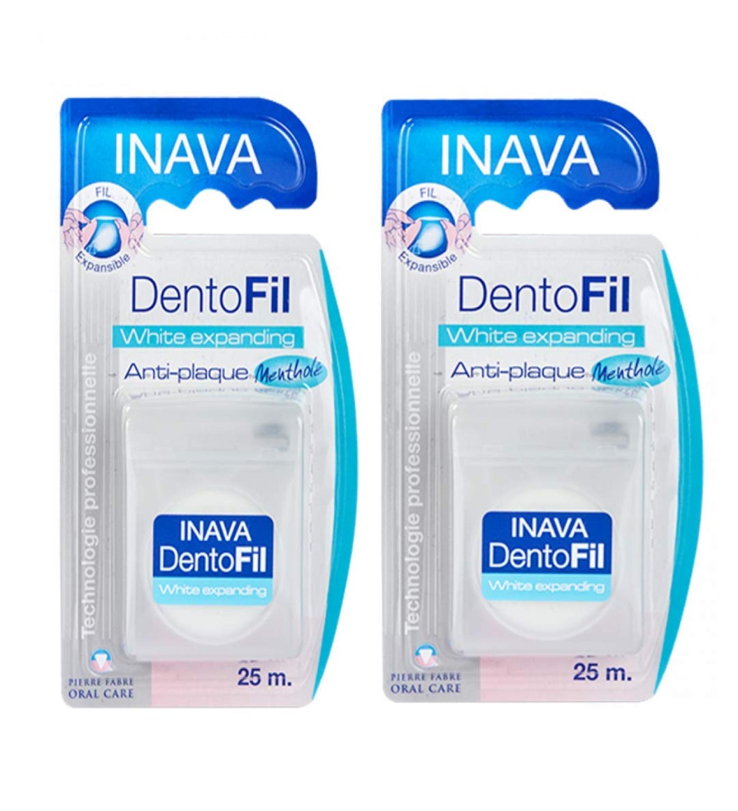 Inava Dentofil White Expanding Menthol dental floss 25 meters pack of 2