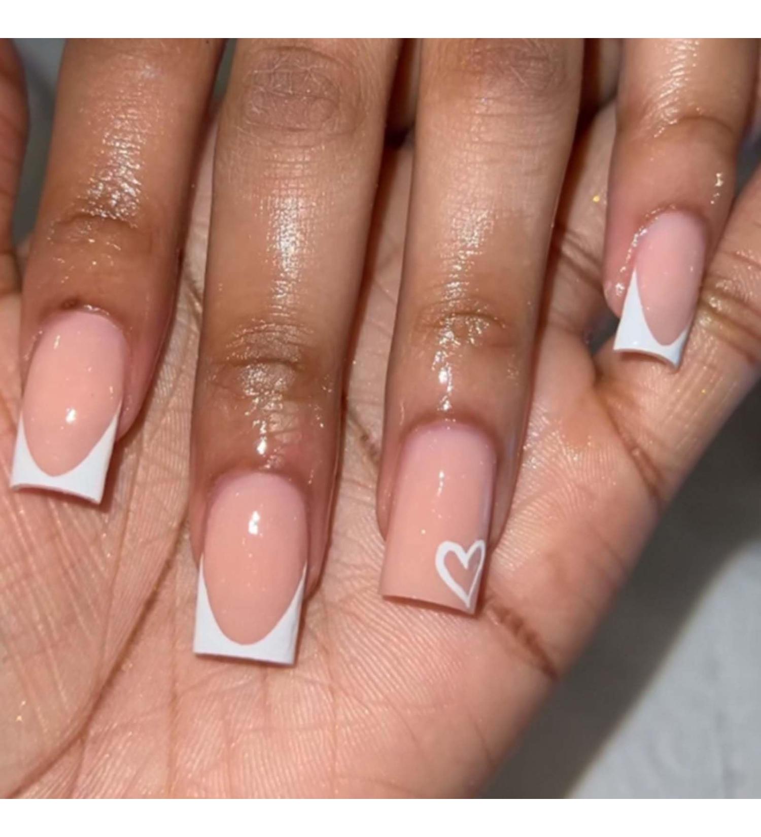 YoYoee Short Nude French Press On Nails - 24PCS Cute Square Full Cover Fake Nails for Women & Girls - International Shipping Available - Buy Online on GoSupps.com