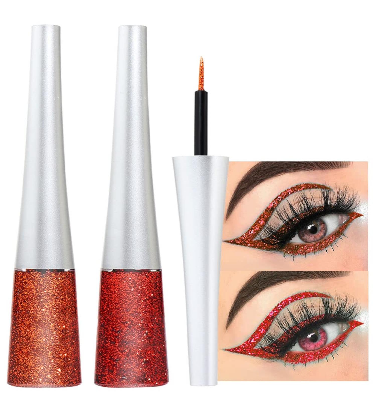 2Pcs Bronzer Red Liquid Glitter Eyeliner Set for Women - Sparkly Makeup Liners - Buy Online on GoSupps.com