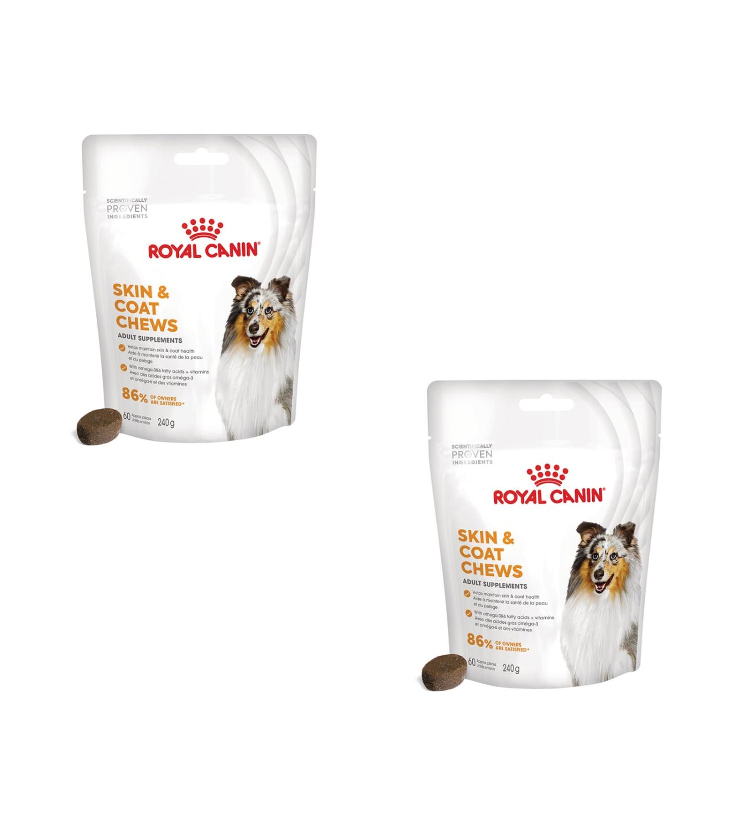 Royal Canin Skin Coat Chews | Double Pack | 2 x 240 g | Snacks for Adults Dogs of All Sizes & Breeds | In Resealable Bag | Developing with Veterinarians | With Poultry Protein - Buy Online on GoSupps.com