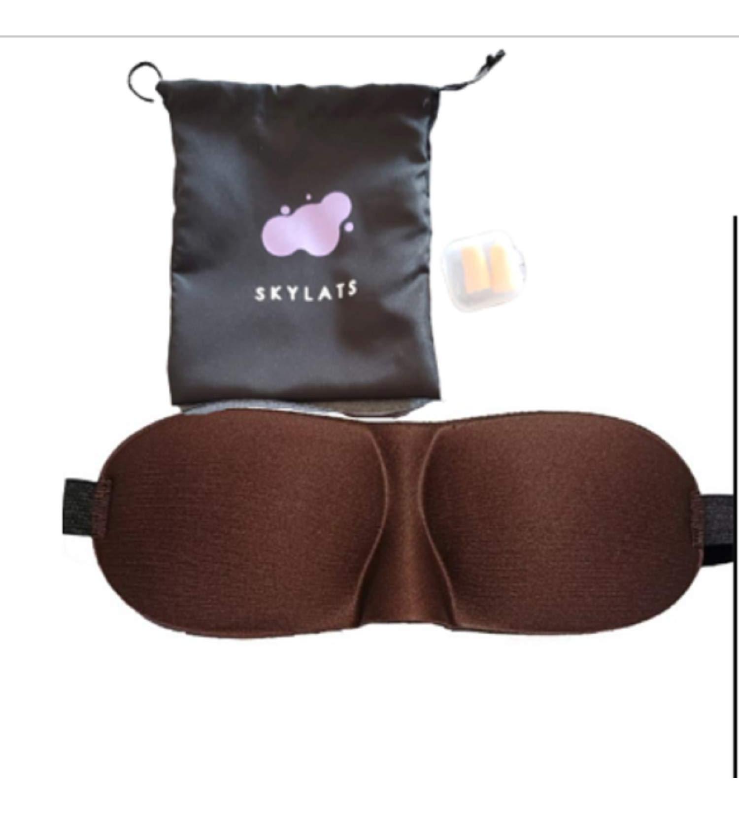 SkyLats 3D Fashion Dream Sleep Eye Mask with Soft Earplugs - Premium Memory Foam Light Blocking Blindfold for Travel, Nap, Yoga - Brown - Buy Online on GoSupps.com