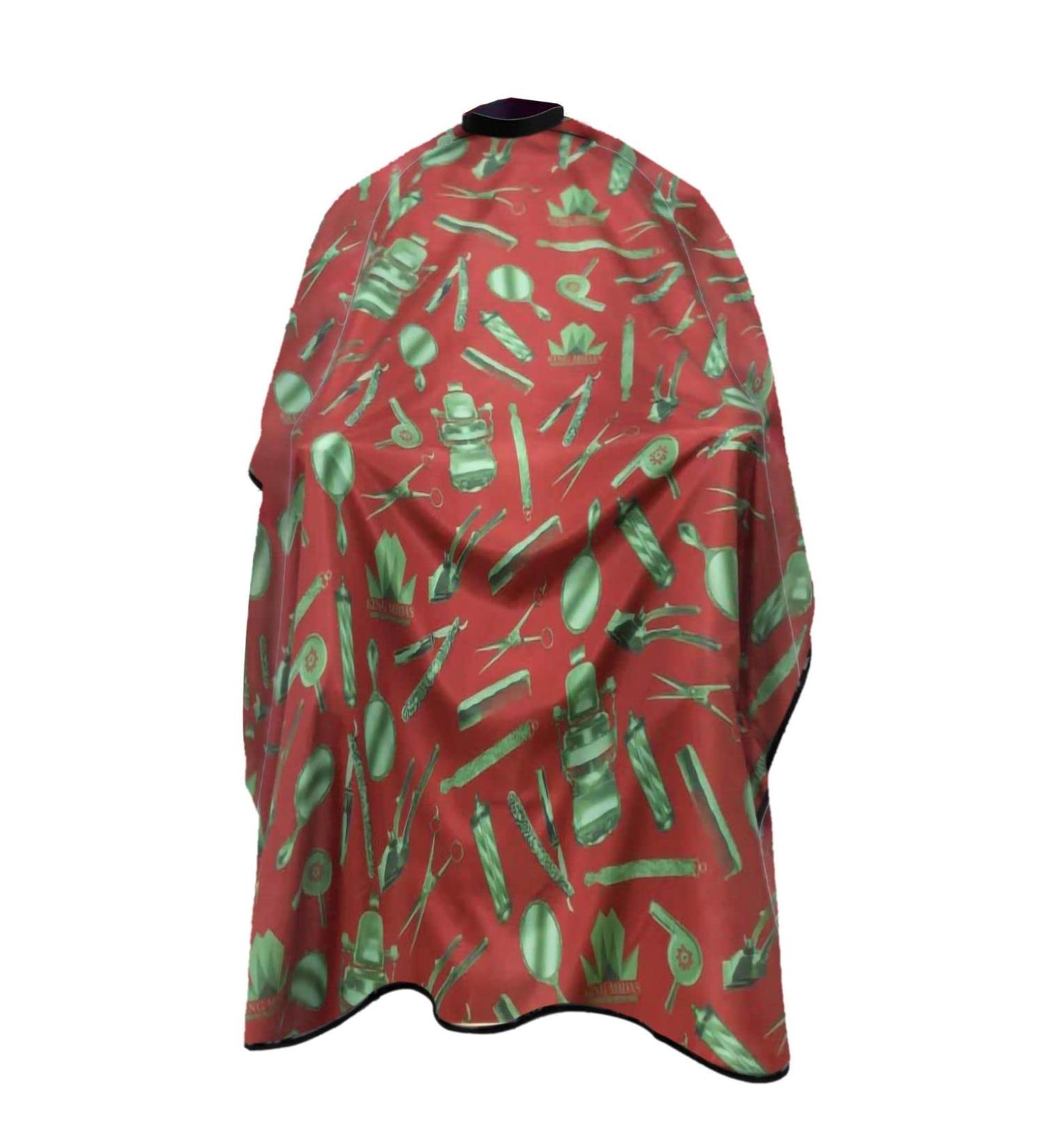 King Midas Empire Vintage Barber Cape | Professional Salon Hair Cutting Cape with Snap Closure | Red & Green Design - Shop Internationally - Buy Online on GoSupps.com