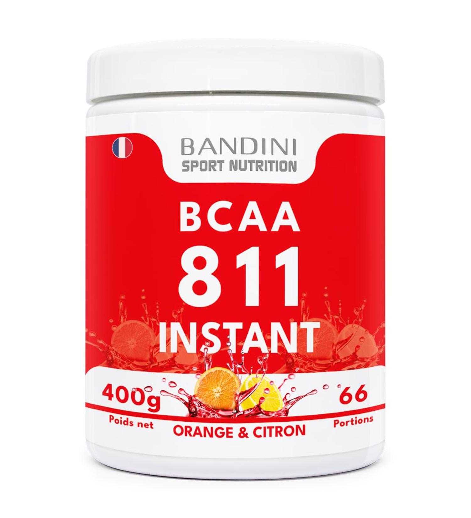 Bandini BCAA 8:1:1 Zero Sugar Powder | 811 Vegan Branched Chain Amino Acids with Leucine Isoleucine Valine | Bodybuilding | Amines Acid No Additives | Powder 400g | Orange and Lemon Flavor - Buy Online on GoSupps.com