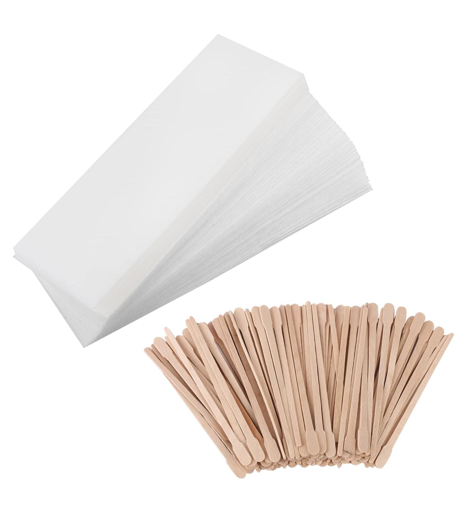 Lanjue 150 Pcs Wax Strips Kit Including 50 Pcs Paper Wax Waxing Strips Non-Woven Wax Strips 100 Pcs Wax Applicator for Body Hair Facial Removal - Buy Online on GoSupps.com