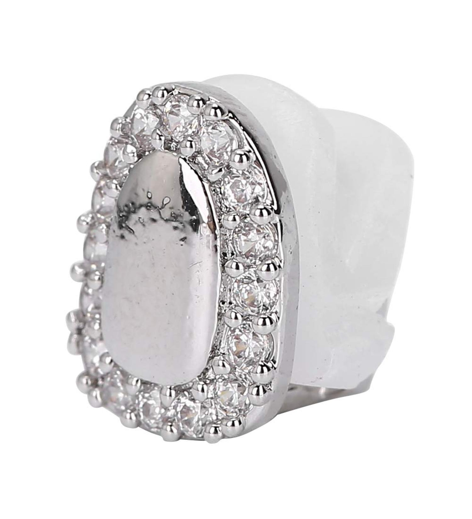 Shop Bling Teeth Accessories for Halloween & Hip-Hop Fashion Stylish Brass Galvanization with Solitaire Portal Diamond Silver - Buy Online on GoSupps.com