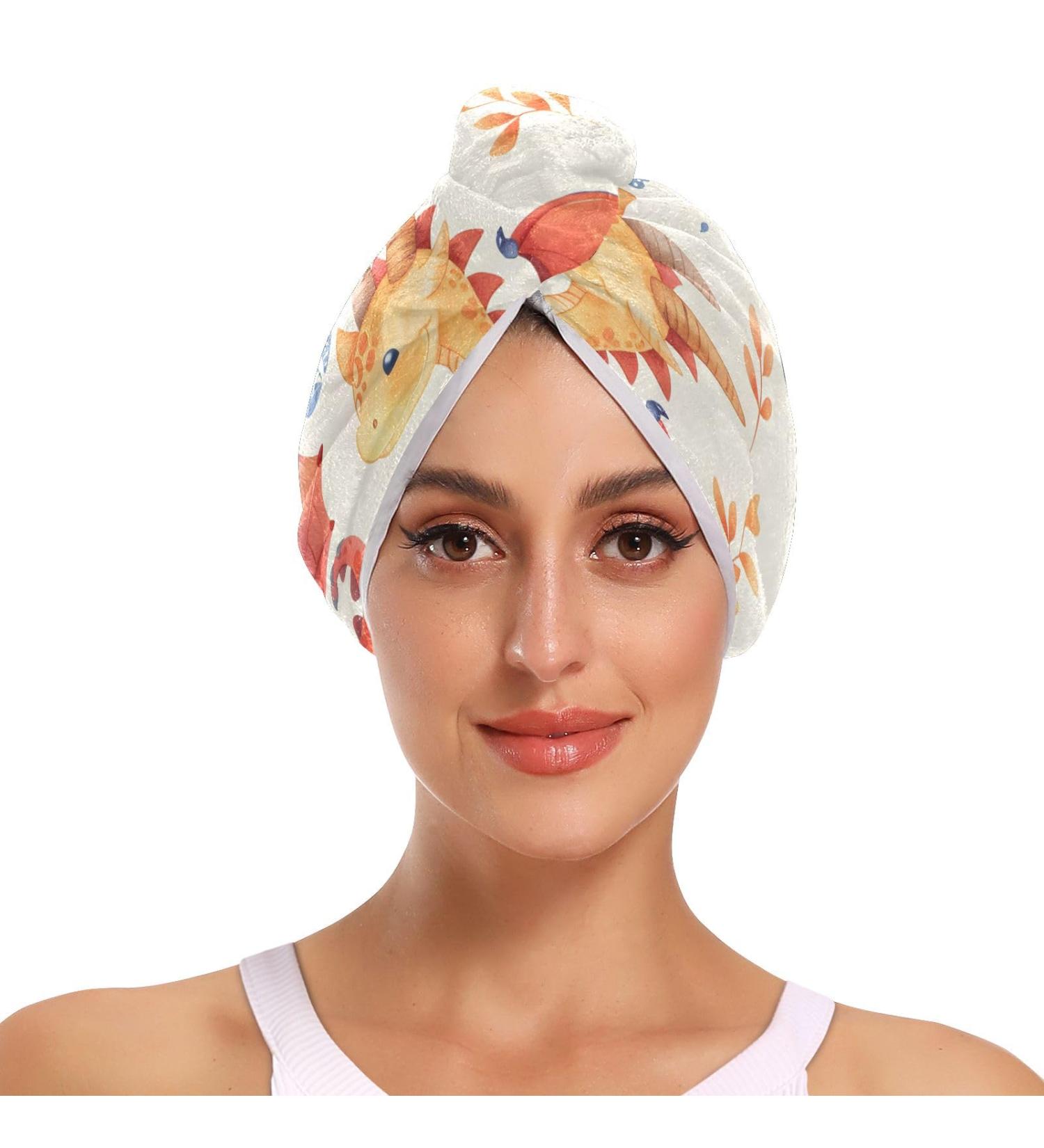 Cute Dragons Hair Towel 2 Pack | Super Absorbent Quick Dry Turbans for Women & Girls - Buy Online on GoSupps.com