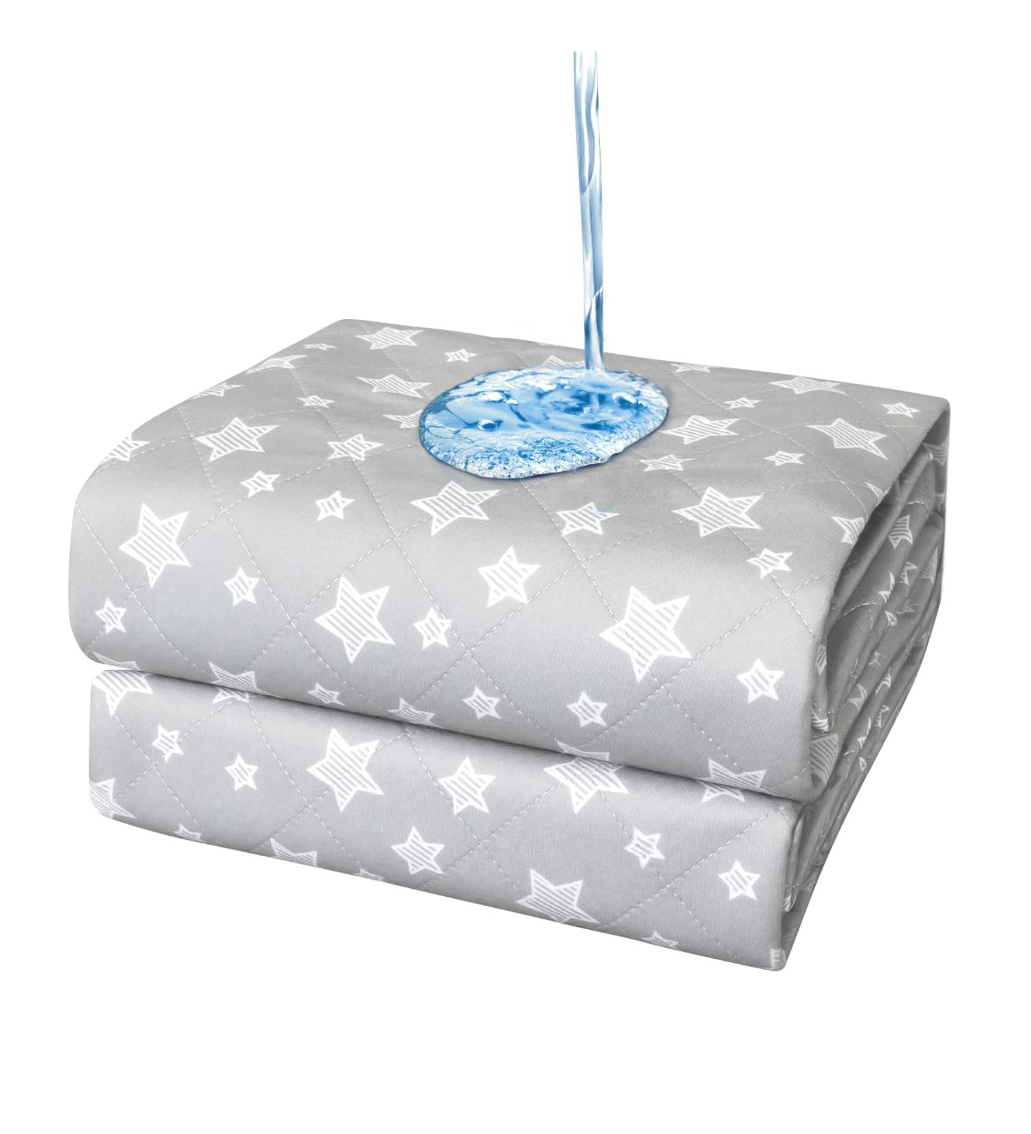 Waterproof Reusable Bed Pads 34x36, 2 Pack - Non Slip Absorbent Pads for Incontinence - Protective Pad for Seniors, Bedwetting Kids, Hospitals, Pets - Gray Star Pattern - Buy Online on GoSupps.com