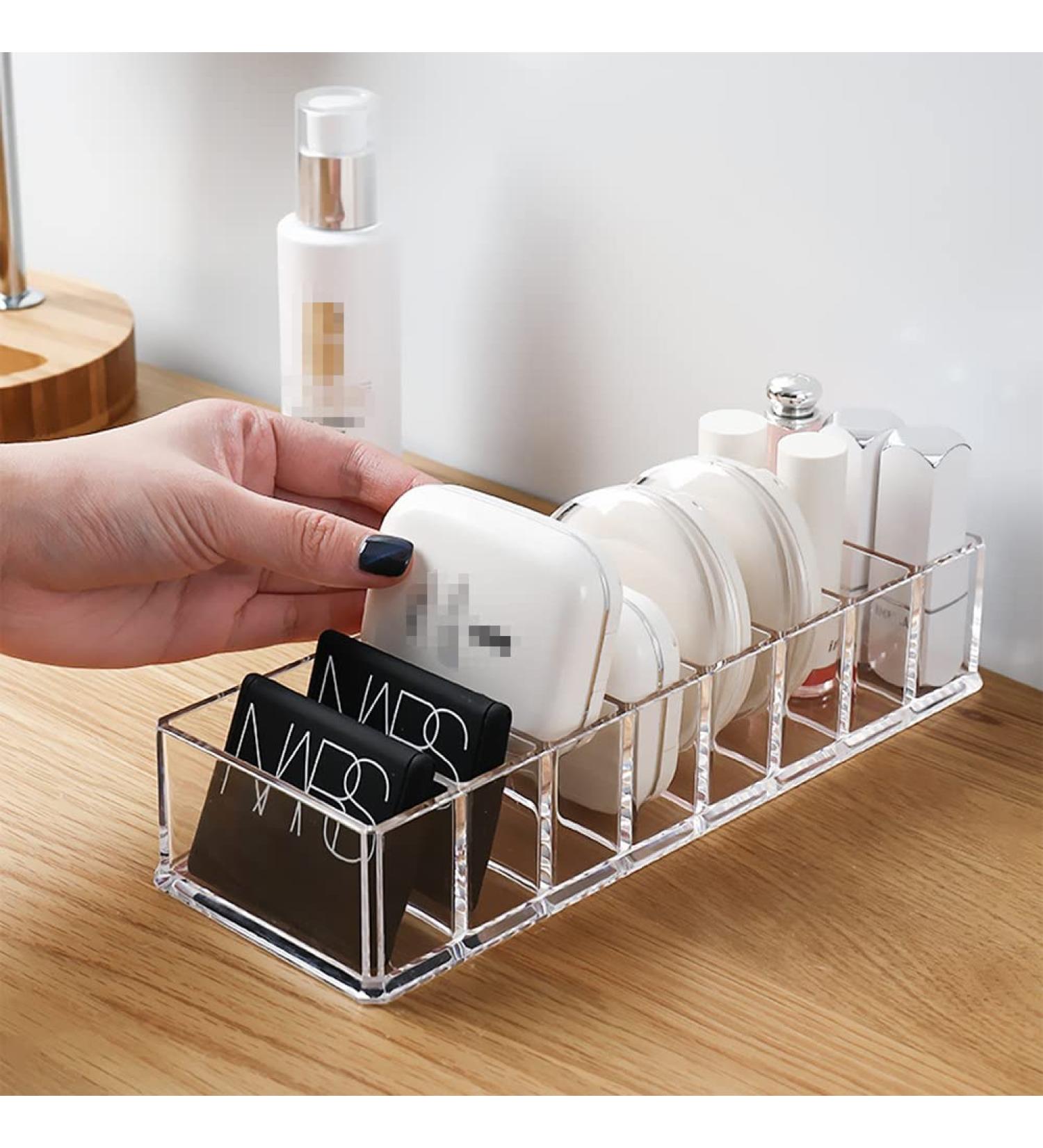 Koomuao Makeup Organizer Plastic Cosmetic Storage Palette with 8 Transparent Compartments for Eyeshadow Contour and Blush Holder for Vanity Countertop and Bathroom - Buy Online on GoSupps.com
