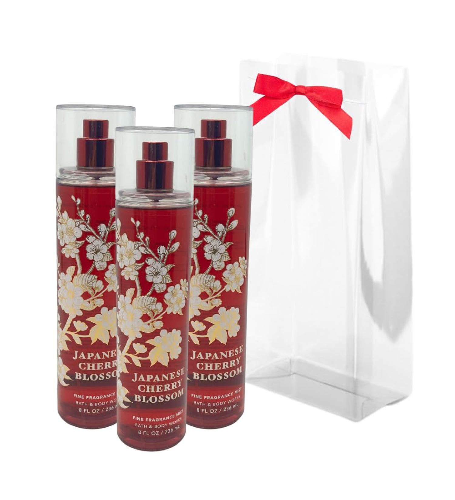 Bath & Body Works JAPANESE CHERRY BLOSSOM Fine Fragrance Mist Gift Set with a Red Bow for Holiday & Gifts - Pack of 3 - Buy Online on GoSupps.com