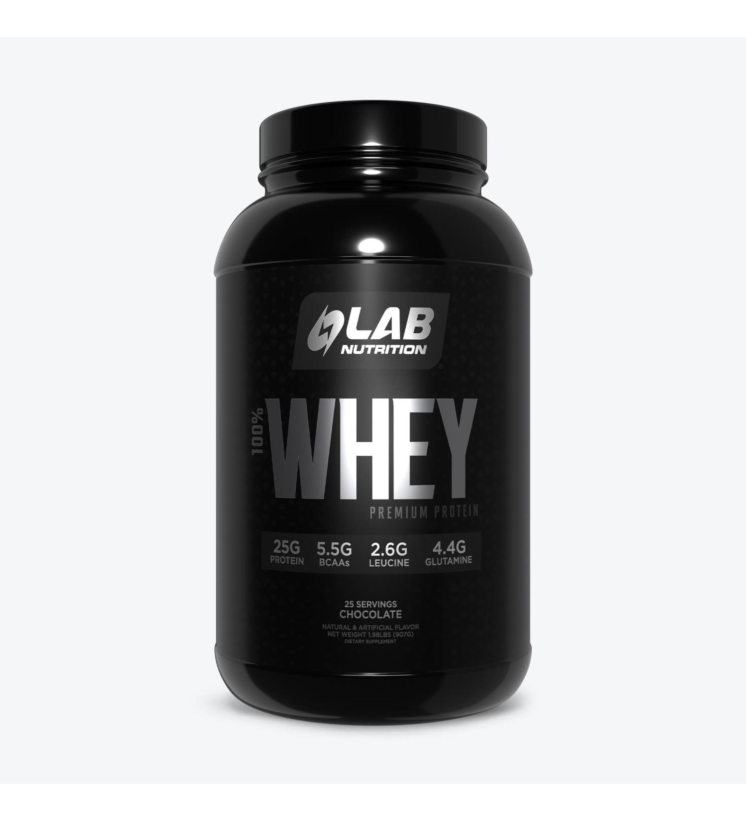 LAB NUTRITION Premium 100% Whey Protein Powder Build muscl Gluten Free 25 g Protein Delicious Chocolate Flavor 2Lbs - 25 Servings. - Buy Online on GoSupps.com