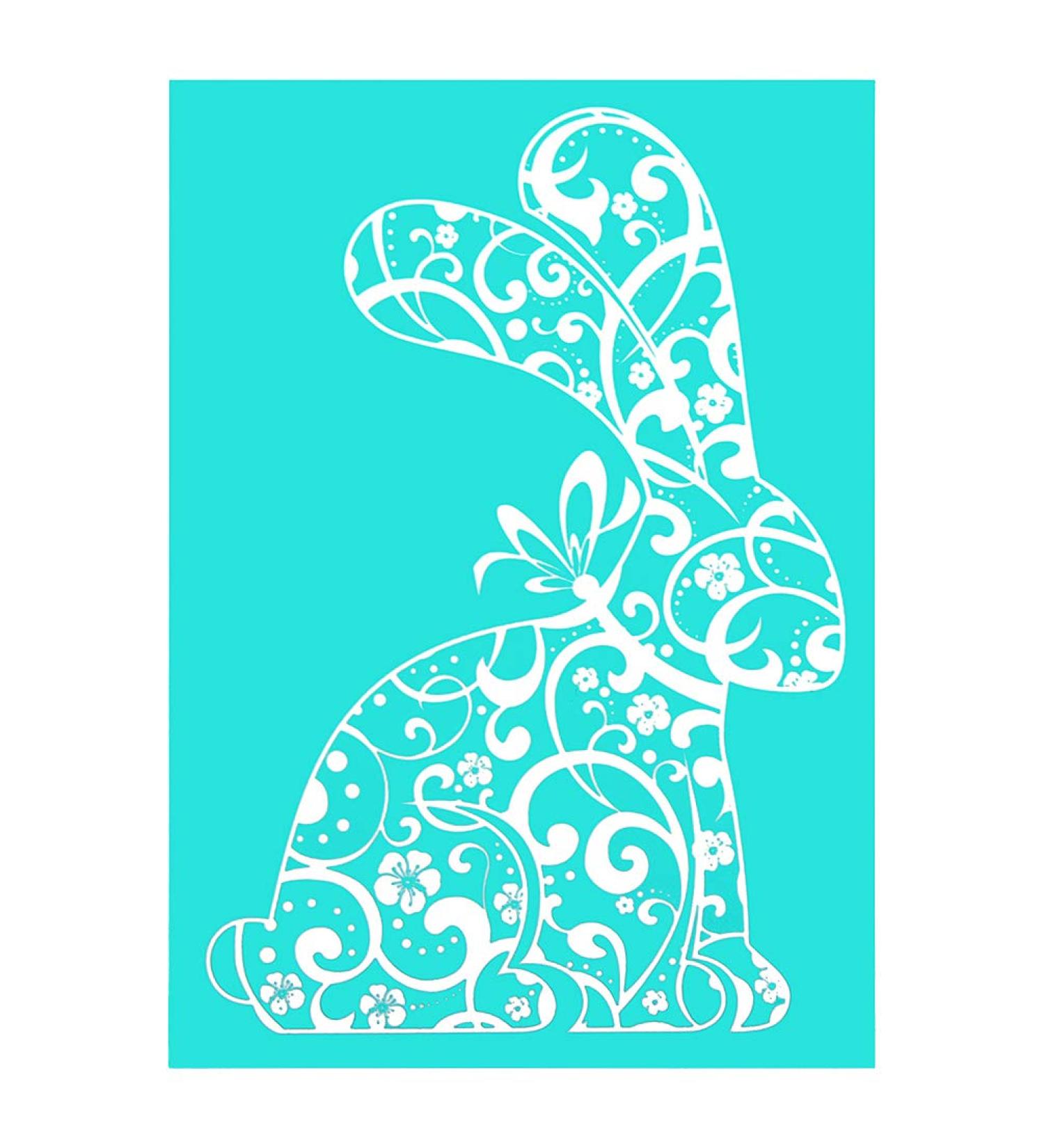 Easter Theme Self-Adhesive Silk Screen Stencil for DIY Festival Painting - Rabbit Design | YeulionCraft - Buy Online on GoSupps.com