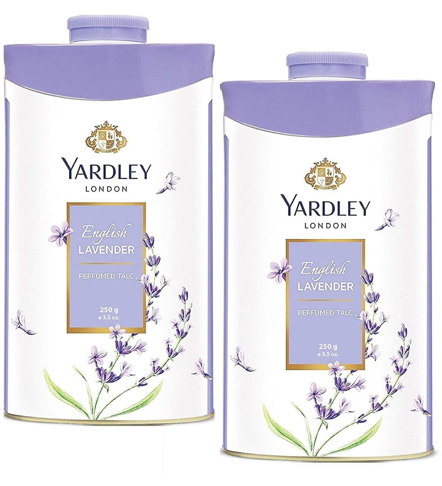 Yardley London Perfumed Fresh Floral Fragrances Locked in a fine & Silky Talcum Powder (Yardley English Lavender Perfumed Talc - 250gm Pack of 2)