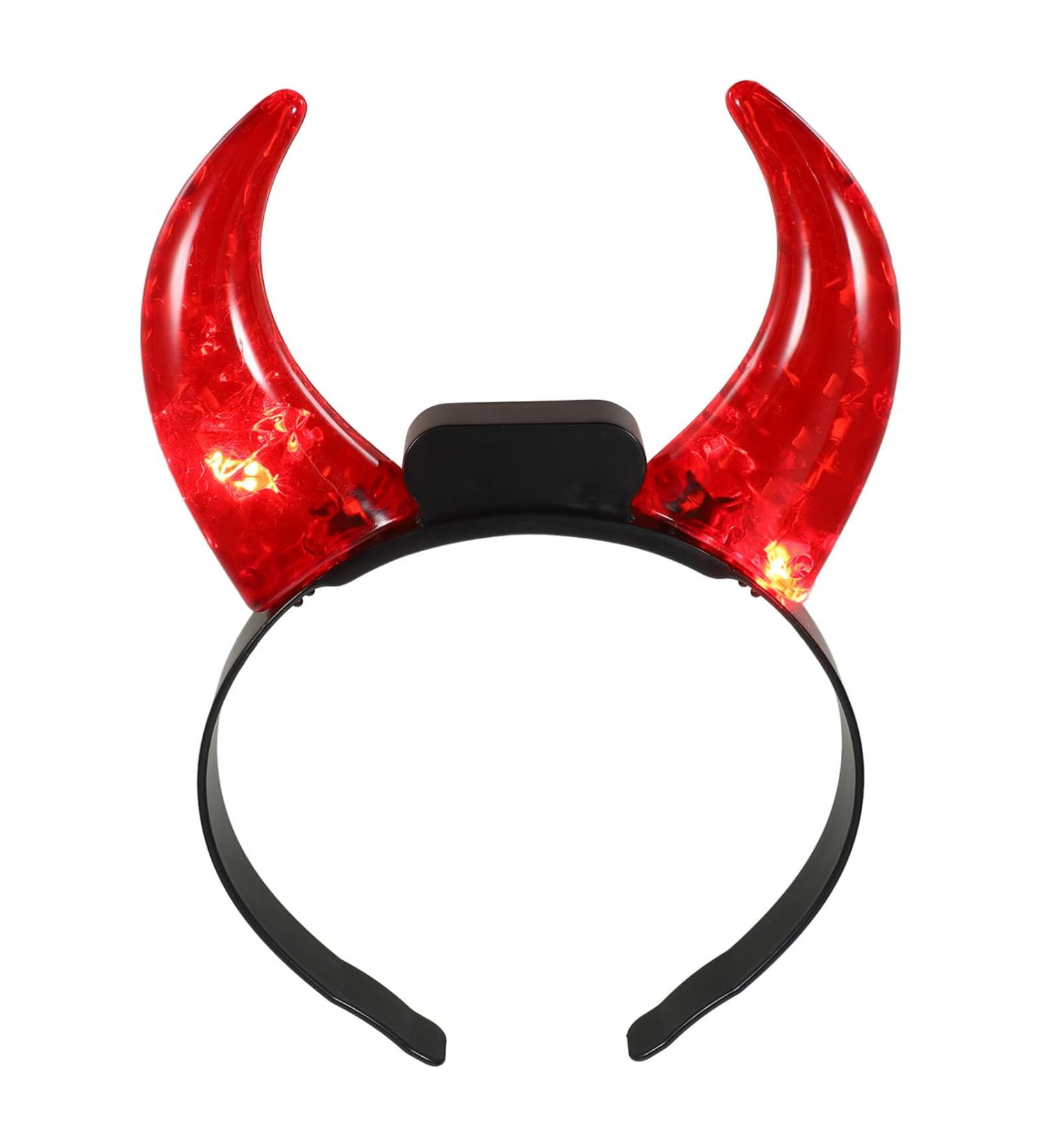 PATKAW Led Devil Horns Headband Light up Headband Demon Hair Hoop Flashing Headwear for Halloween Cosplay Costume Birthday Party Accessories - Buy Online on GoSupps.com
