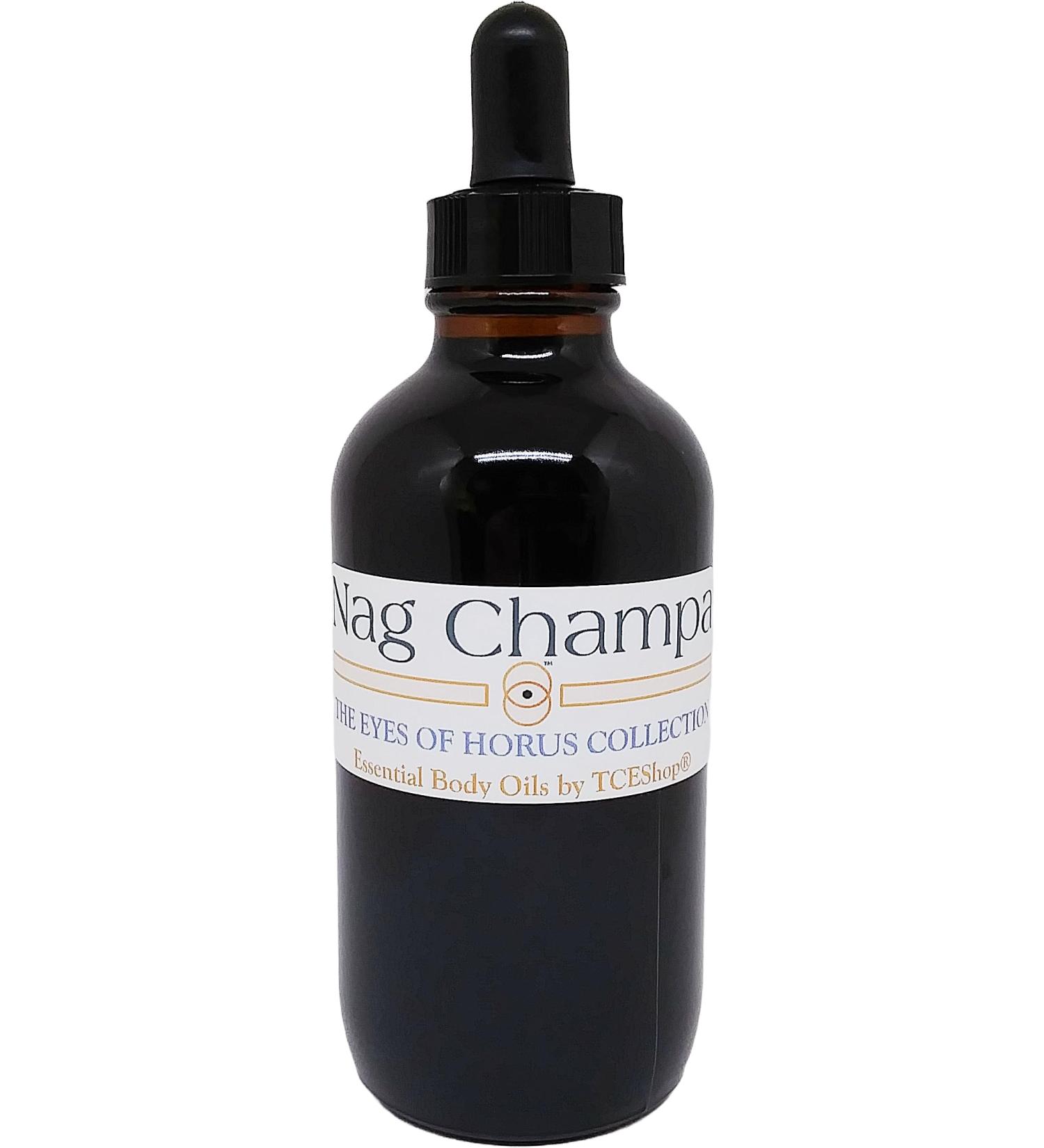 Nag Champa Scented Body Oil Fragrance Glass Dropper Top - Brown - 4 oz. - ID#24081 4 Fl Oz (Pack of 1)