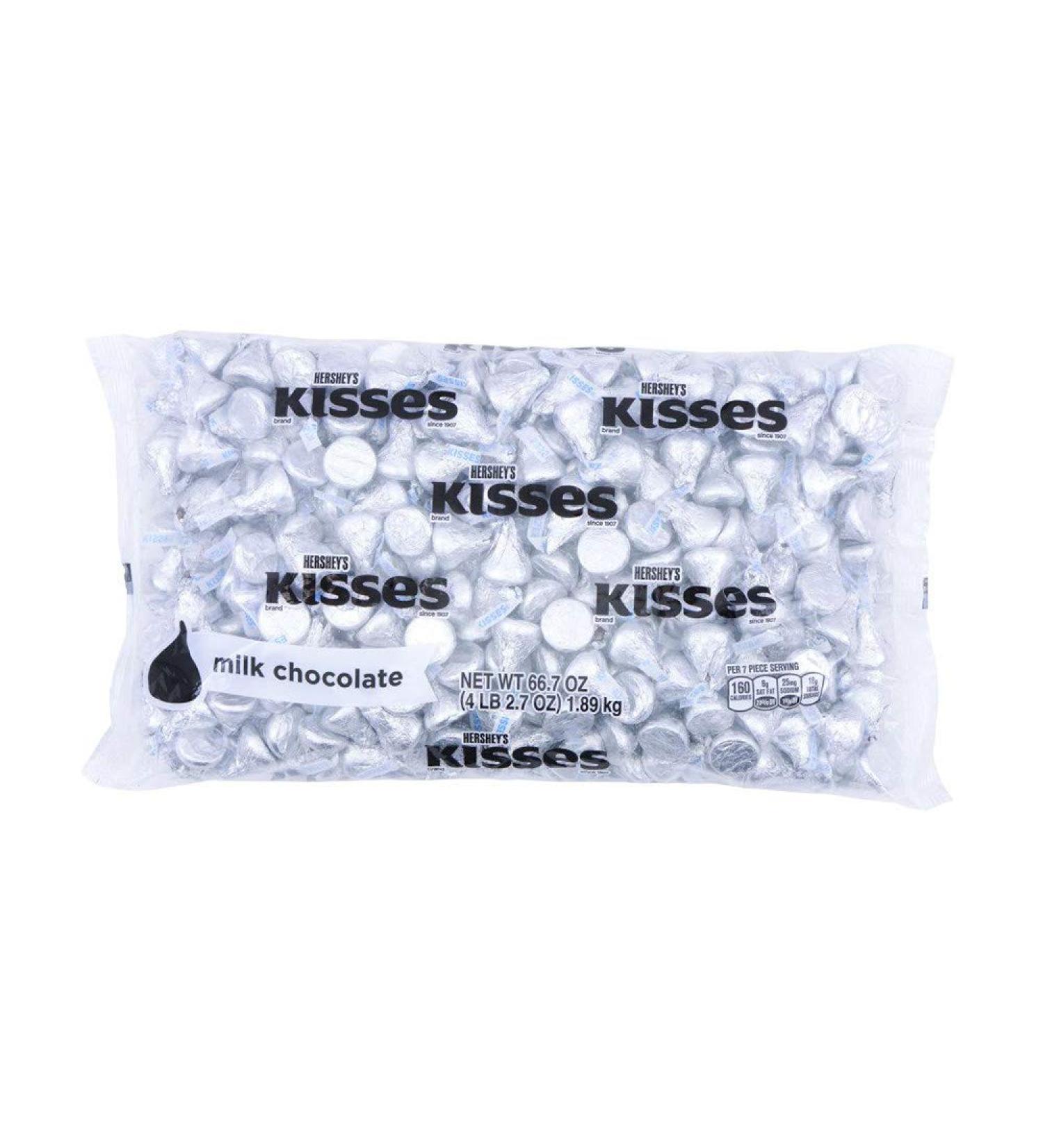Hershey's Kisses Silver Foil Milk Chocolate Candy Bulk - 66.7 oz Bag (400 Pieces) - Buy Online on GoSupps.com