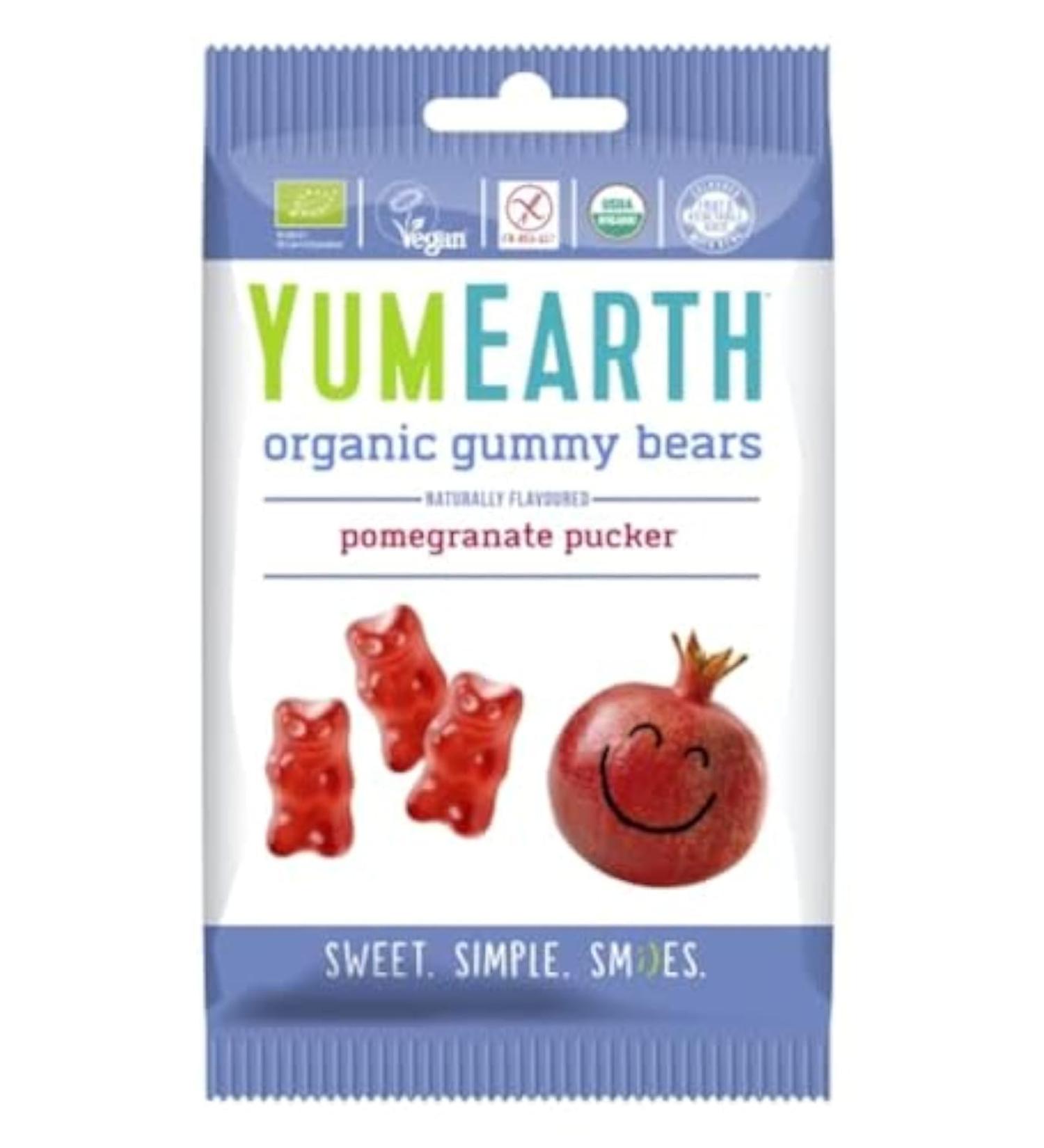  YumEarth YUMEARTH - Organic Vegan and Gluten-Free Pomegranate Bears - Soft Bear-Shaped Candies - Pomegranate Flavor - Classic & Timeless - 12 x 50g Bags - Buy Online on GoSupps.com