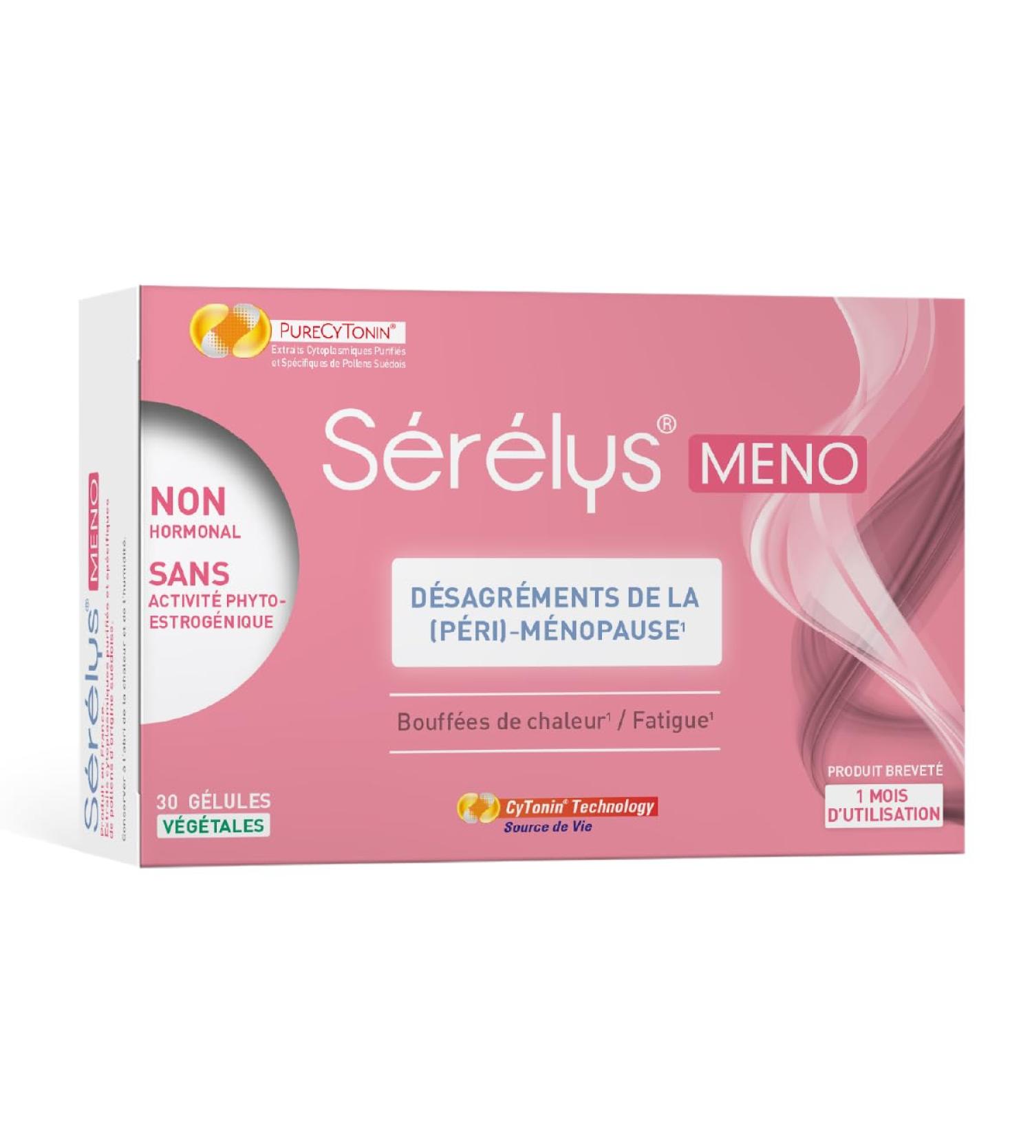Serelys MENO Dietary supplement with cytoplasmic extracts of Swedish pollen and vitamin E that reduce hot flashes and transient fatigue - 30 vegetable capsules 1 month - Buy Online on GoSupps.com