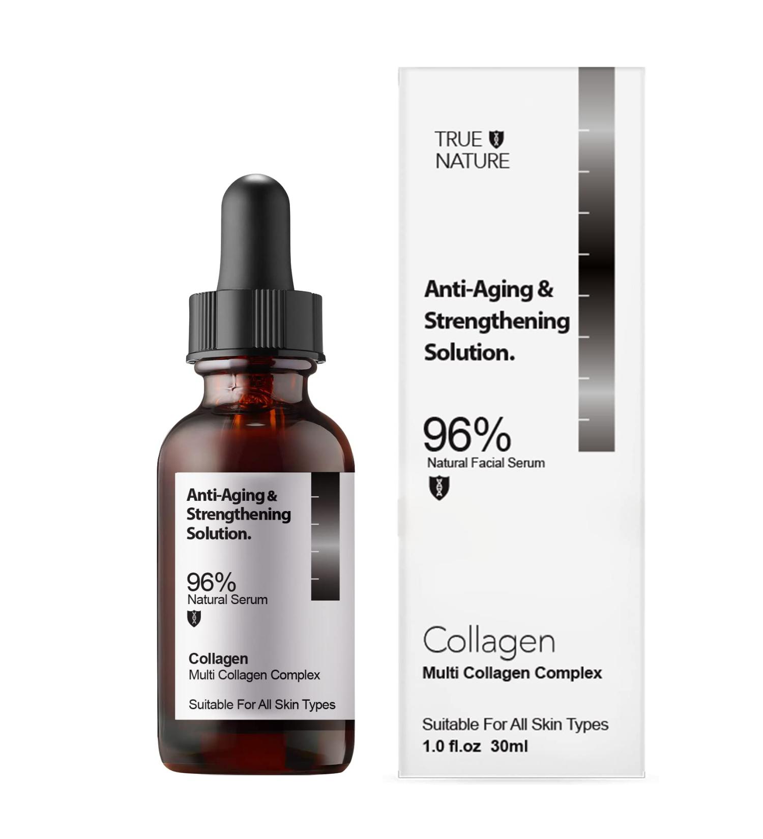 Anti Aging Facial Serum Sensivite Skin Face 30ml 1fl oz by TRUE NATURE SKINCARE Vitamin C Hyaluronic Acid Daily Skincare Collagen Peptide (Collagen) - Buy Online on GoSupps.com