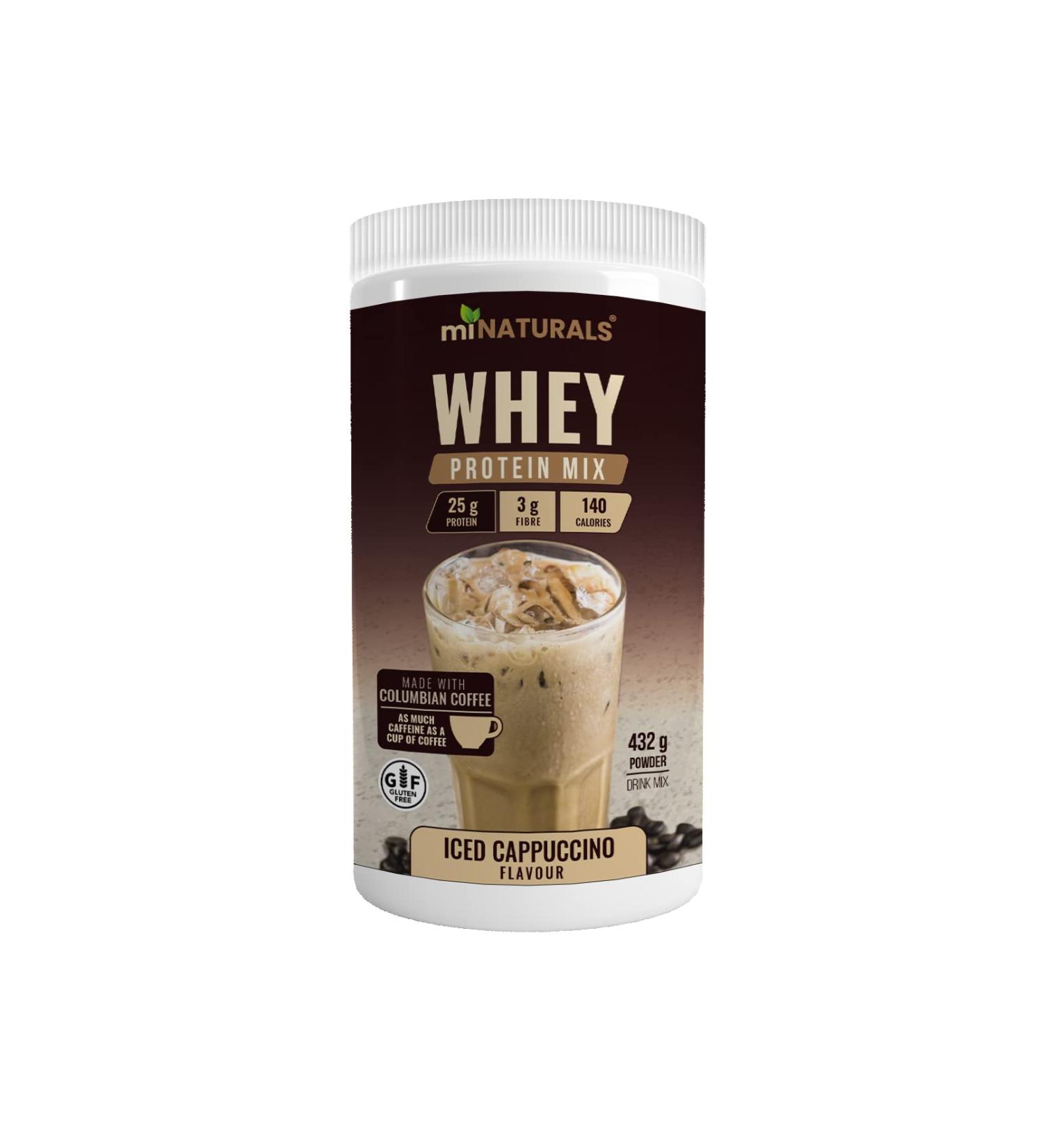 miNATURALS Whey Pure Isolate High Protein Drink Mix Powder For Shakes - 432g (Iced Cappuccino) with Inulin Fibre - Buy Online on GoSupps.com