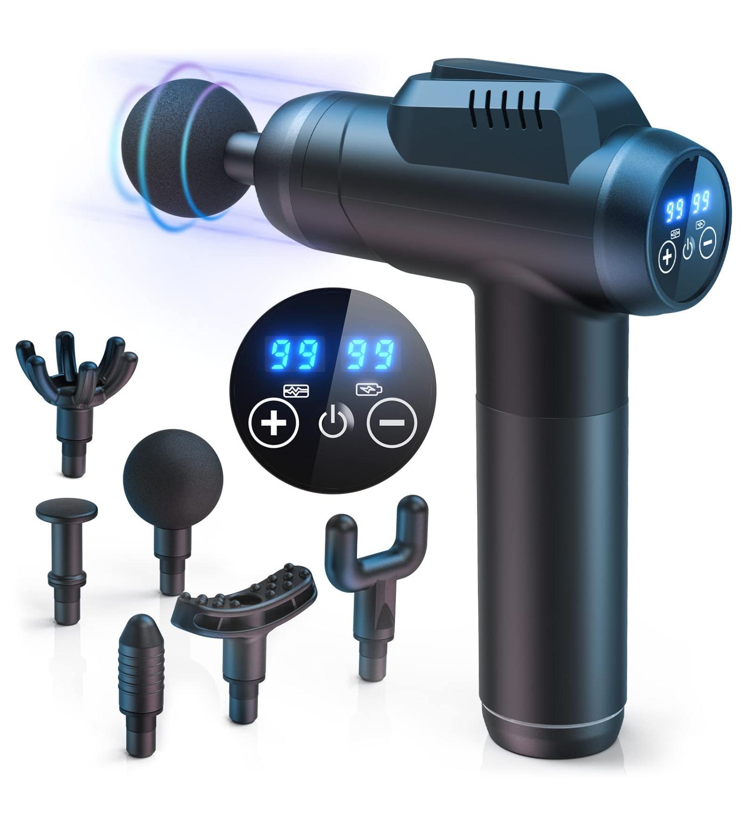 Massage Gun - Timiyou 99 Speeds 6 Massage Heads Quiet Muscle Relief for Back Shoulder & Neck Pain - Buy Online on GoSupps.com