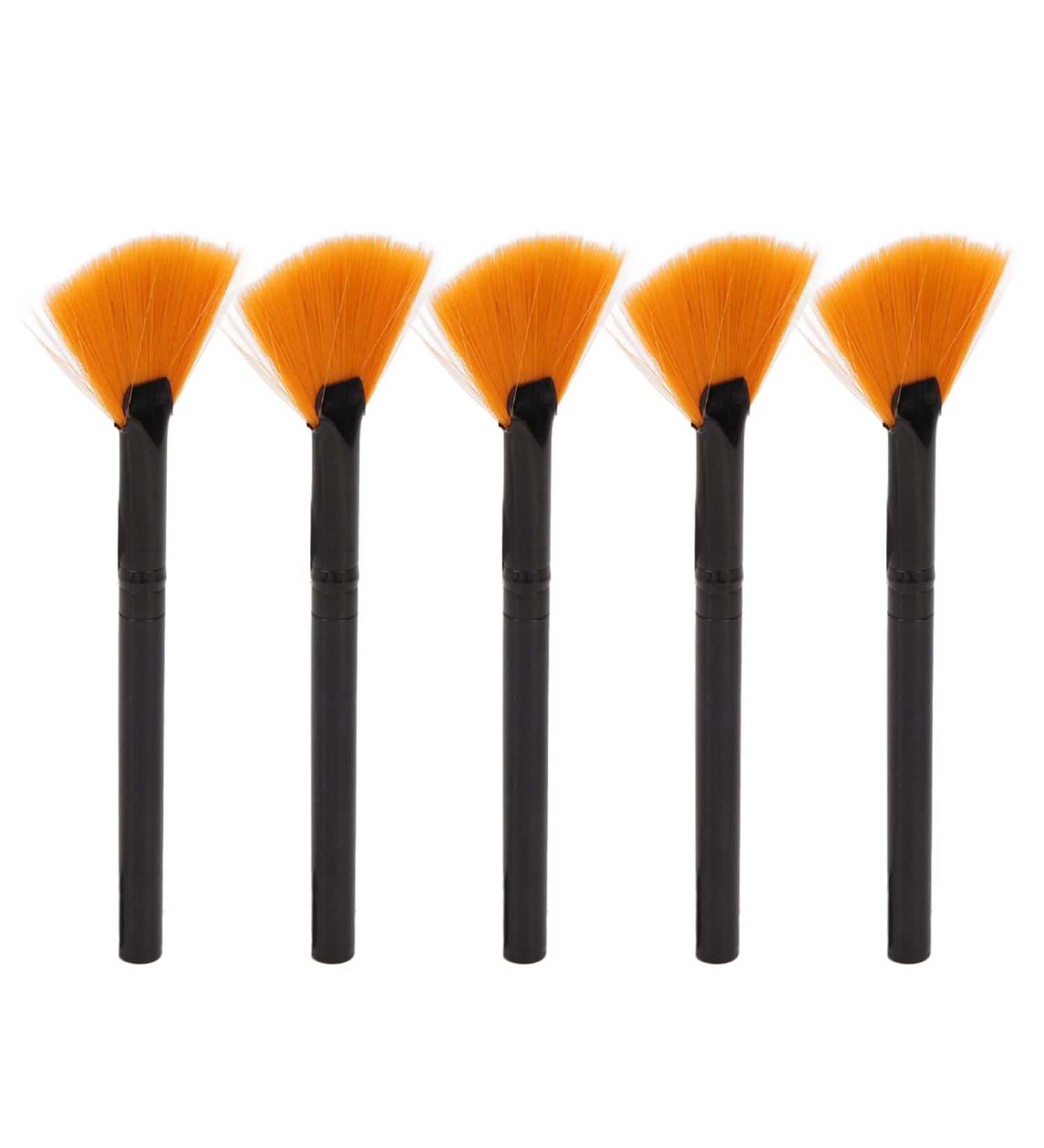 Qukaim Facial Fan Brush Fan Mask Brush Set of 5 Long Handle Facial Applicator Brushes for Mud Mask Blush Glycolic PeelSoft Makeup Tools - Buy Online on GoSupps.com