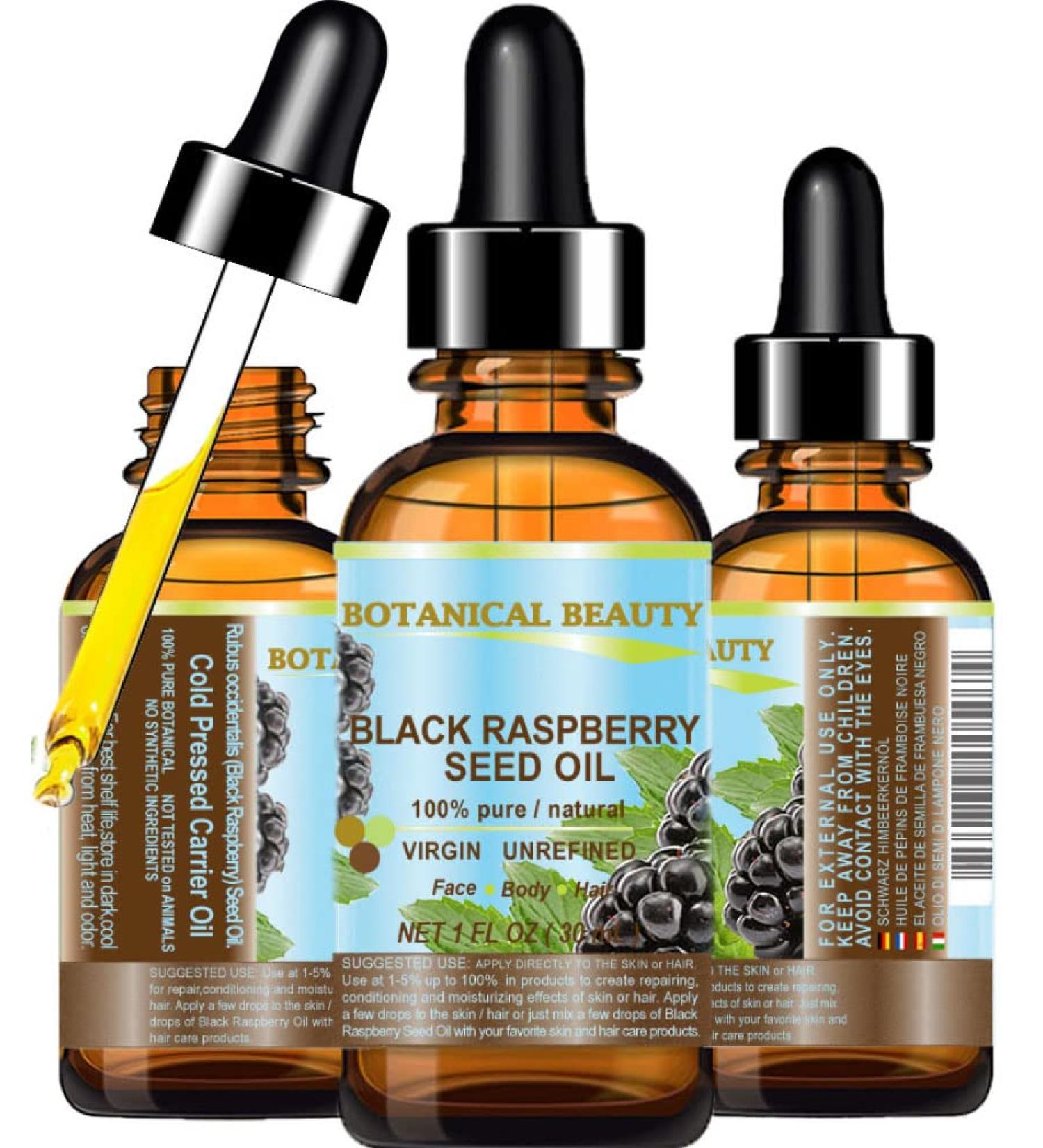 100% Pure Black Raspberry Seed Oil - Natural Cold Pressed Carrier Oil for Skin Hair Lips & Nails - 1 Fl. oz (30 ml) - High Antioxidant - Buy Online on GoSupps.com