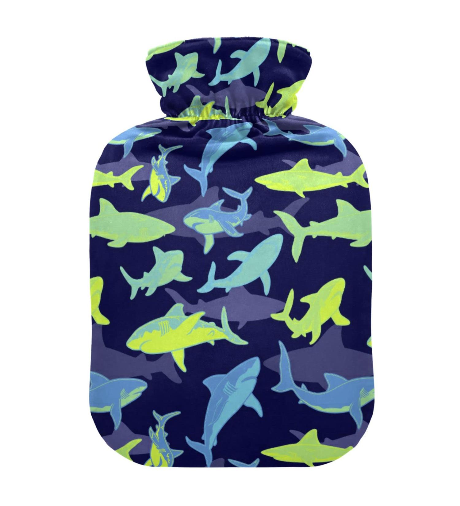 Heat Bottle with Underwater Sharks Cover - 2L Water Bag for Pain Relief & Headache Relief - Buy Online on GoSupps.com
