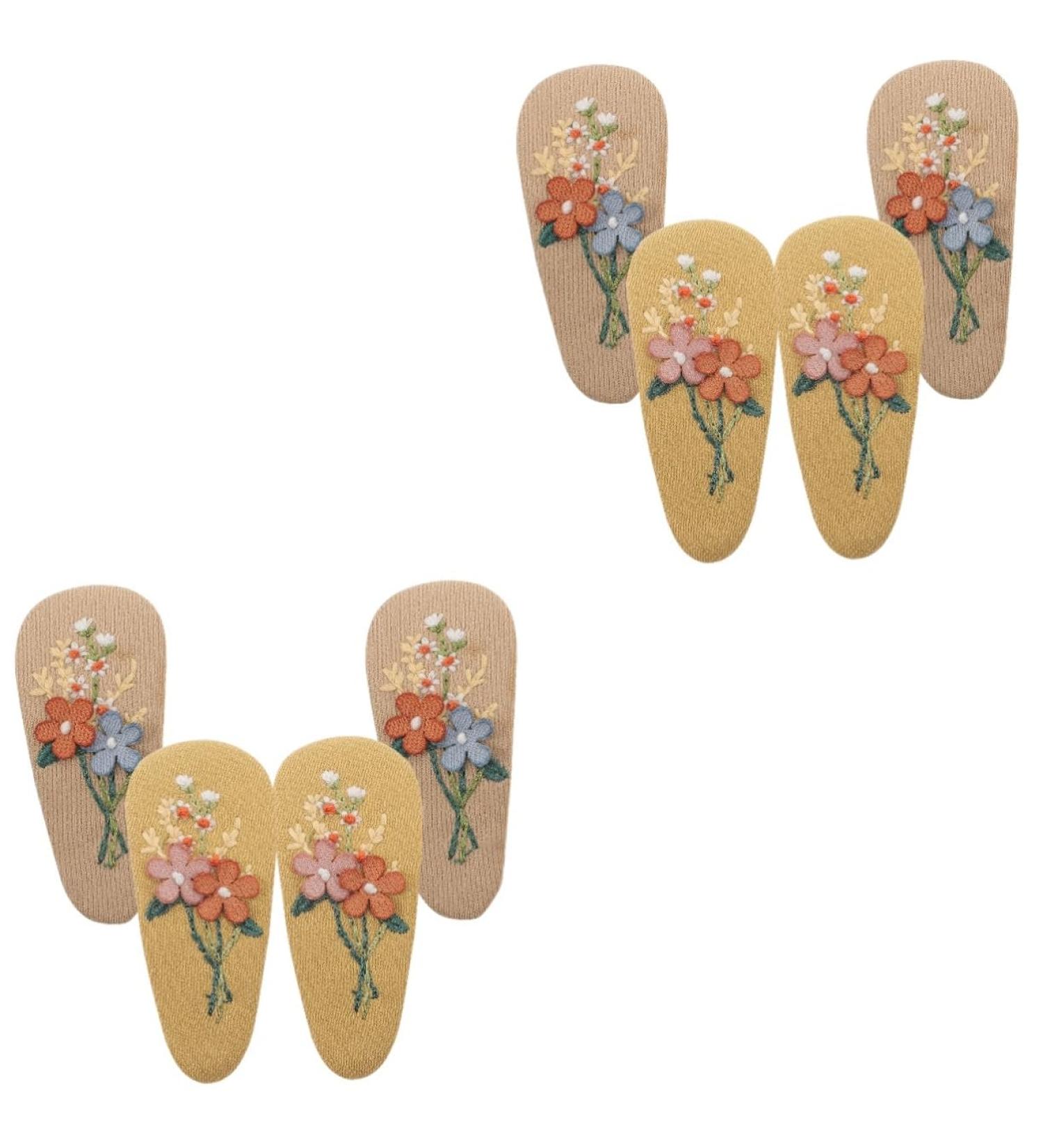 4 Pairs hairpin hair barrettes clip fabric flower hair clip toddler hair barrette wrapped hair barrettes kids accessories for girls cloth hair clips baby button vintage alloy - Buy Online on GoSupps.com