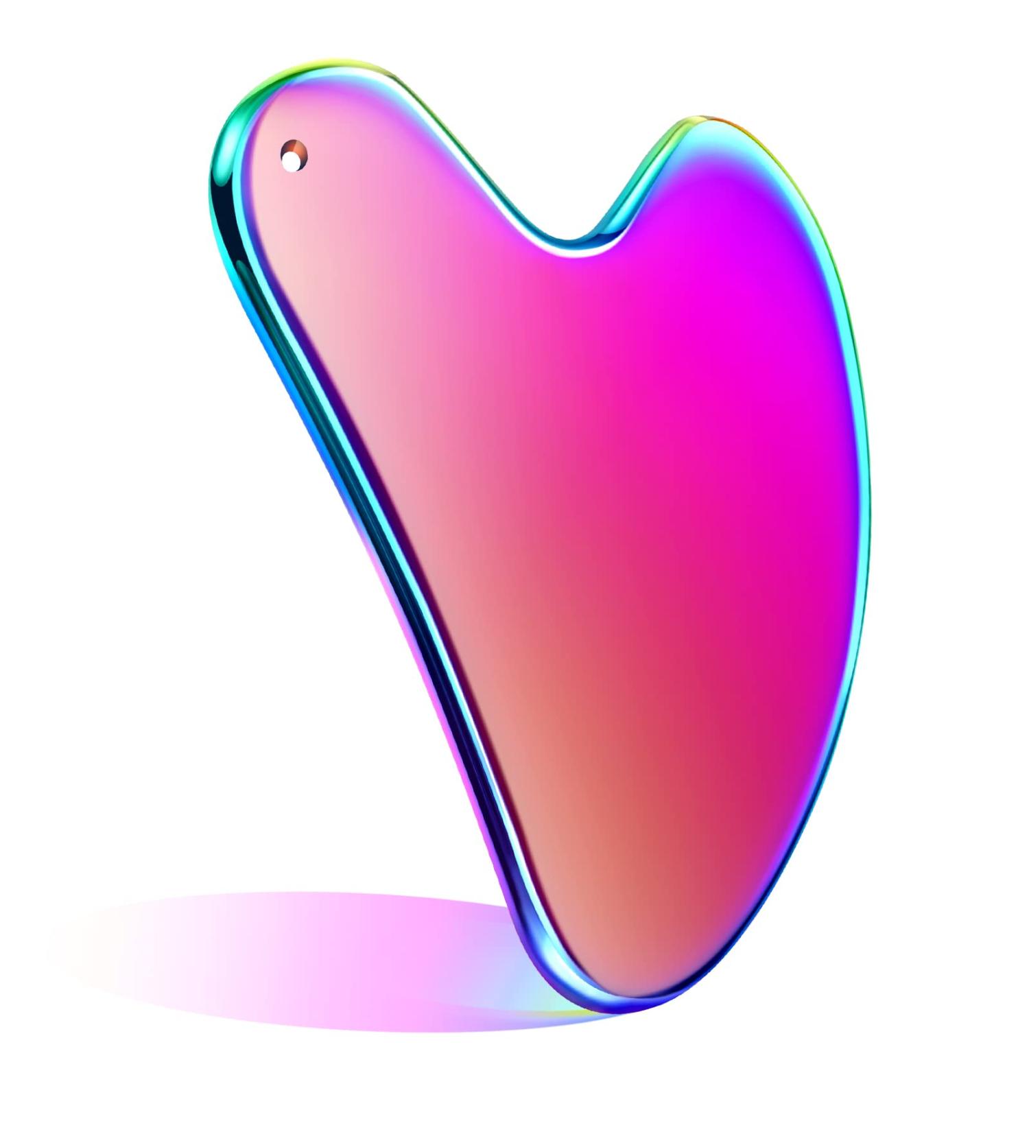 Nuanchu Rainbow Stainless Steel Gua Sha Tool - Facial Massage for Tightening Skin Body Eyes & Neck - Travel Pouch Included - Perfect Skin Care Gift - Buy Online on GoSupps.com