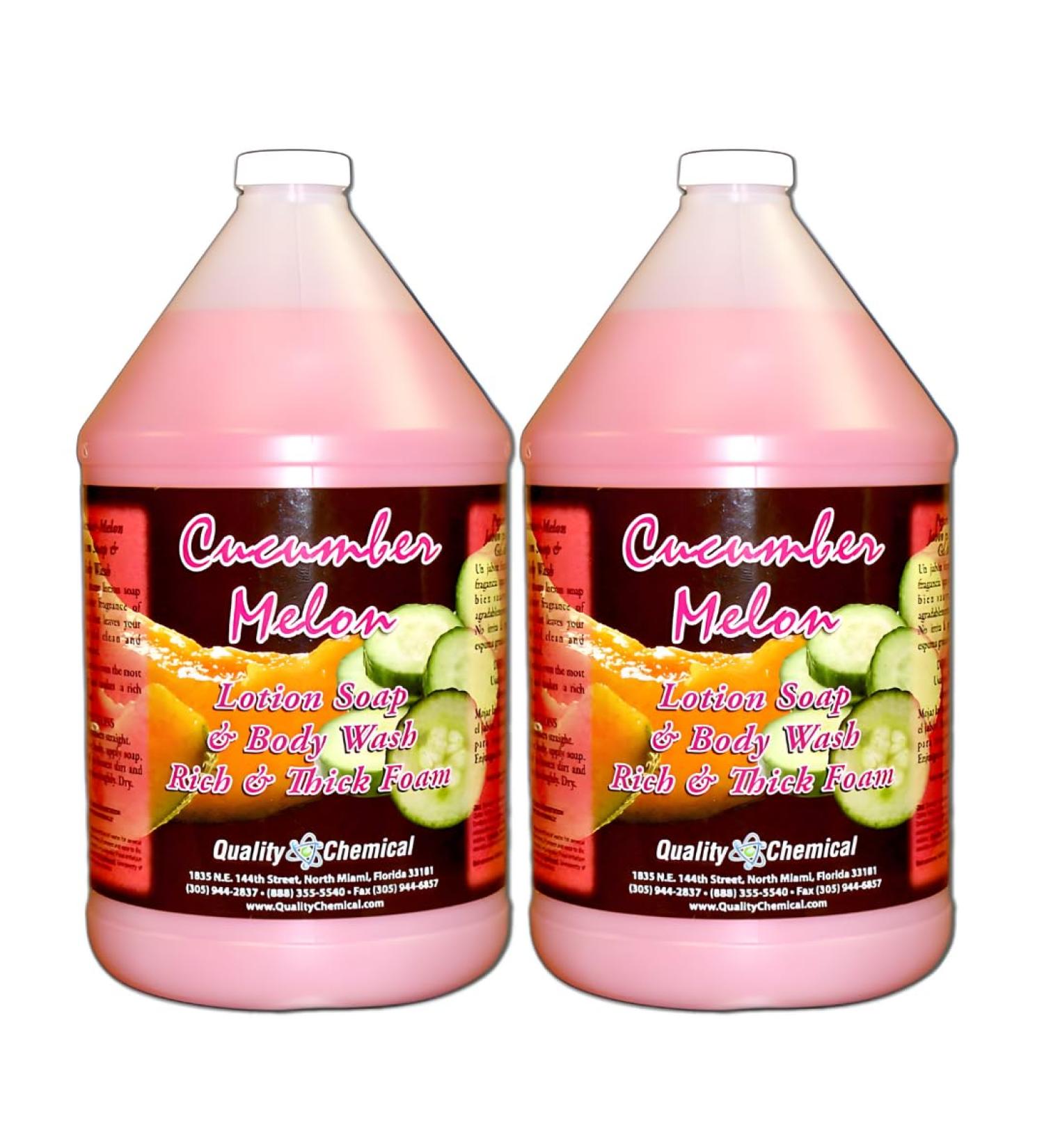 Quality Chemical Cucumber Melon Hand Soap - Body Wash - Liquid Soap - Body Wash & Lotion 128 oz (Pack of 2)