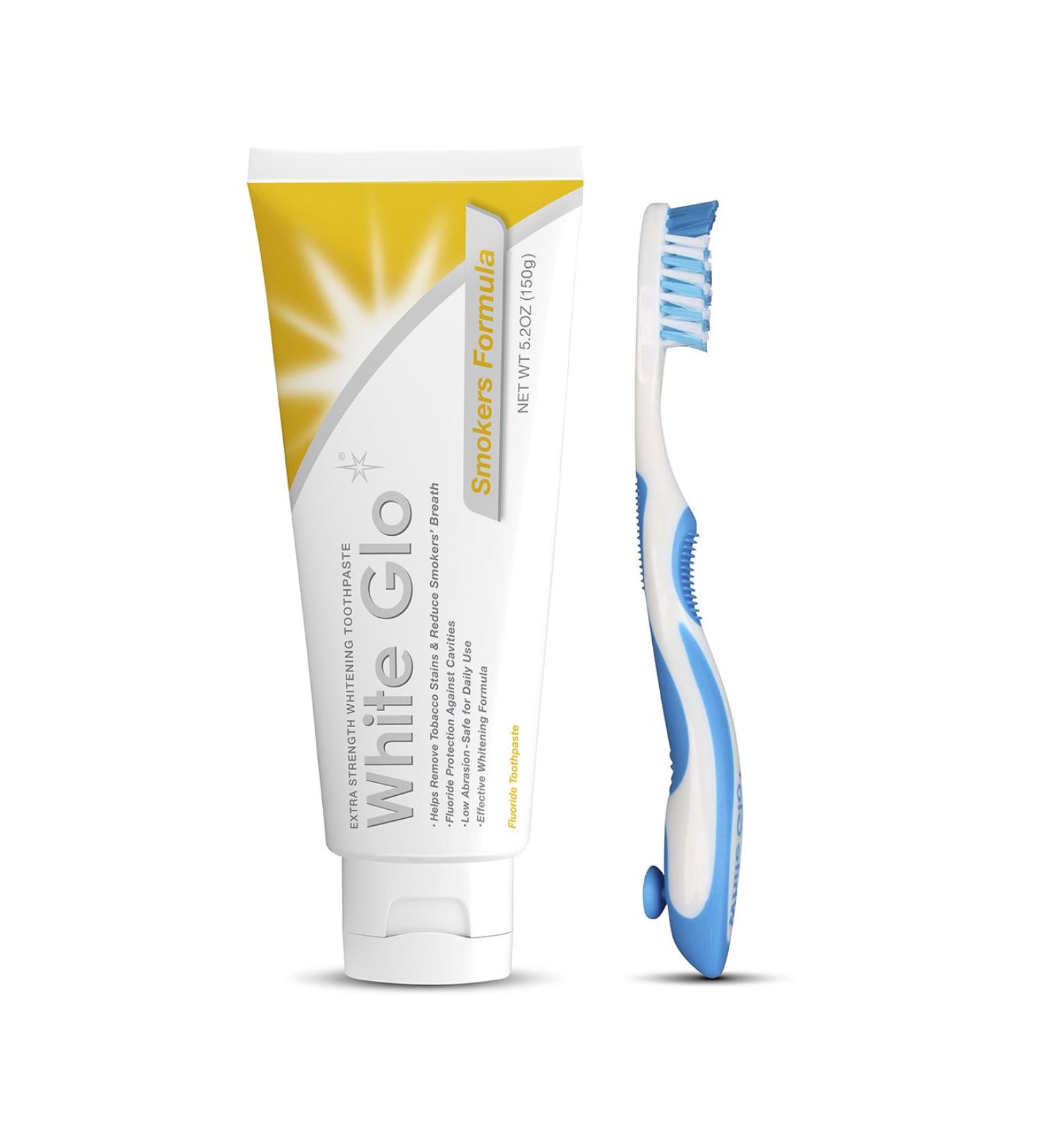 White Glo Smokers Formula Whitening Toothpaste & X Action Toothbrush - 5.2 oz | International Shipping Available - Buy Online on GoSupps.com