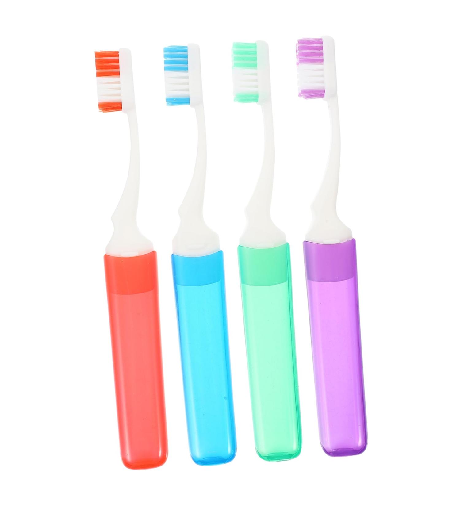 Marmerdo 4-Piece Travel Toothbrush Set - Foldable Miniature and Durable for Camping & Household Use | Premium Tongue Cleaner & Travel Accessories - Buy Online on GoSupps.com