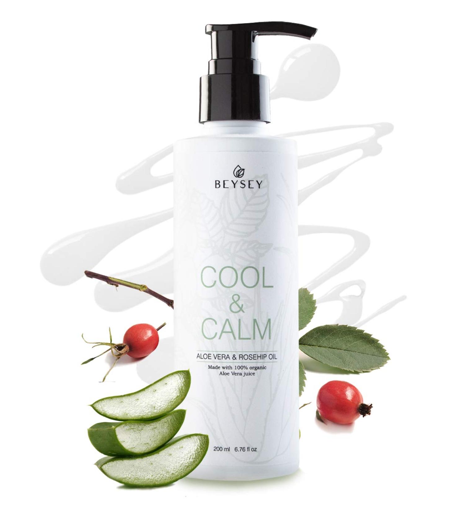 Aloe Vera Gel with Rosehip Oil - Beysey Cool & Calm Moisturizer & After Sun Lotion - 200ml | Bio Formula for Skin Care & Depilation Care - Buy Online on GoSupps.com