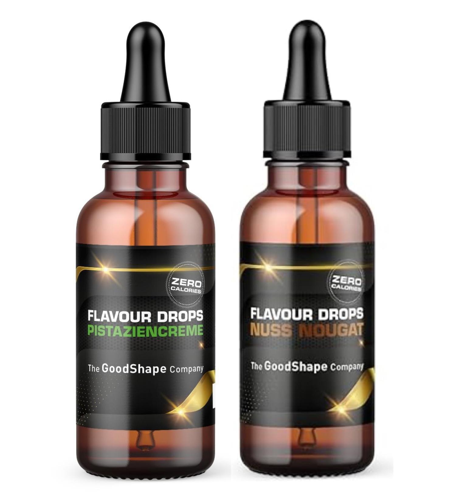  HelloShape Flavour Drops 2 x 50ml Pistachio Cream & Nut Nougat Sugar Free Flavored Drops No Calorie Sweeten with Pipette - Vegan - For N - Buy Online on GoSupps.com