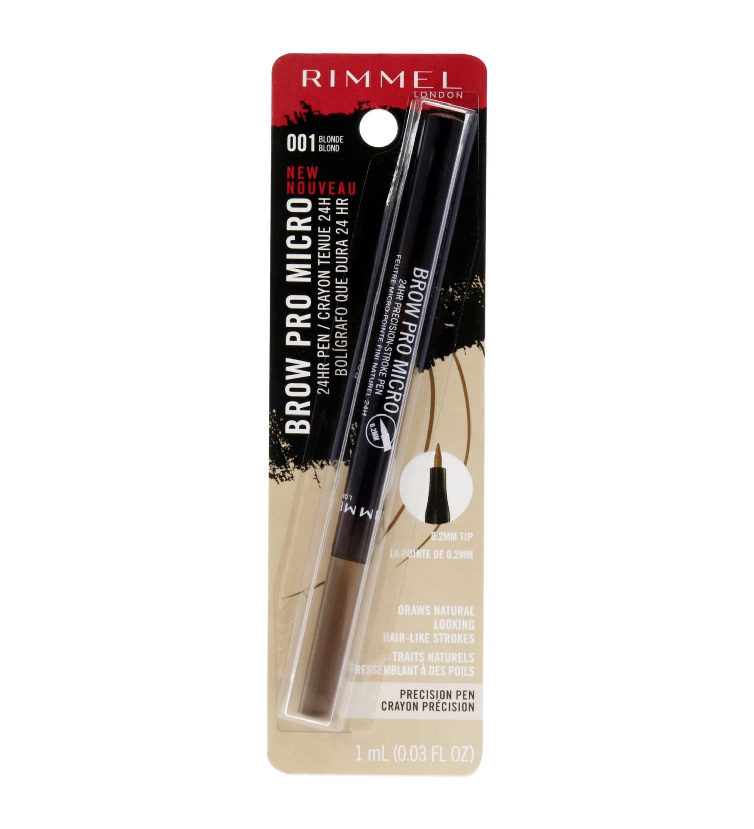 Rimmel London Brow Pro Micro Precison Pen - 001 Blonde Eyebrow Pencil Women 0.03 oz