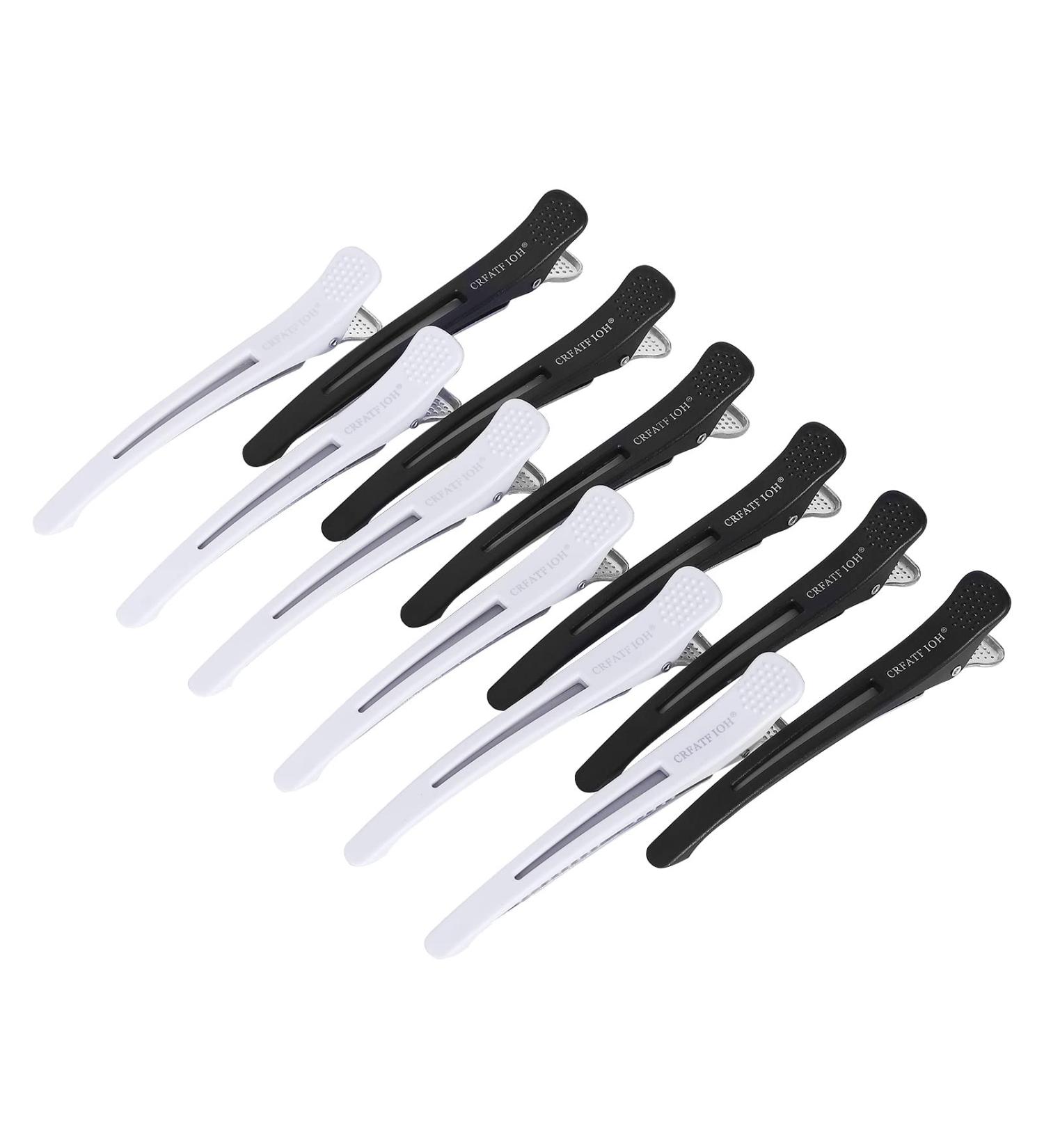 Foamia 12 Pack Salon Hair Clips for Styling Thick & Thin Hair - No-Trace Duck Teeth Hair Accessory (White+Black) - Buy Online on GoSupps.com