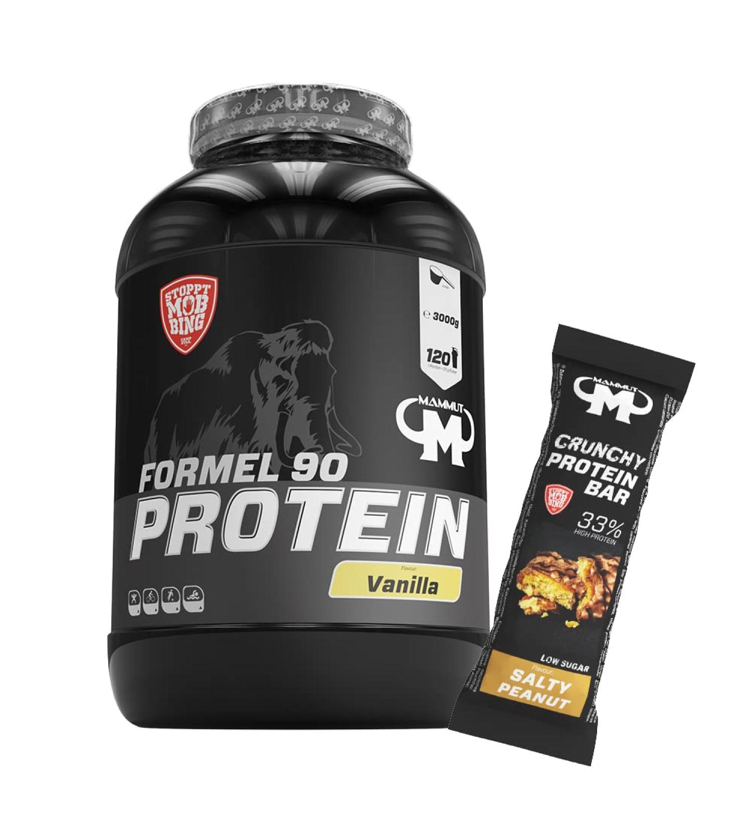 3kg Mammoth Formula 90 Protein Shake Set - Vanilla & Salty Peanut Protein Bar - International Shipping Available - Buy Online on GoSupps.com
