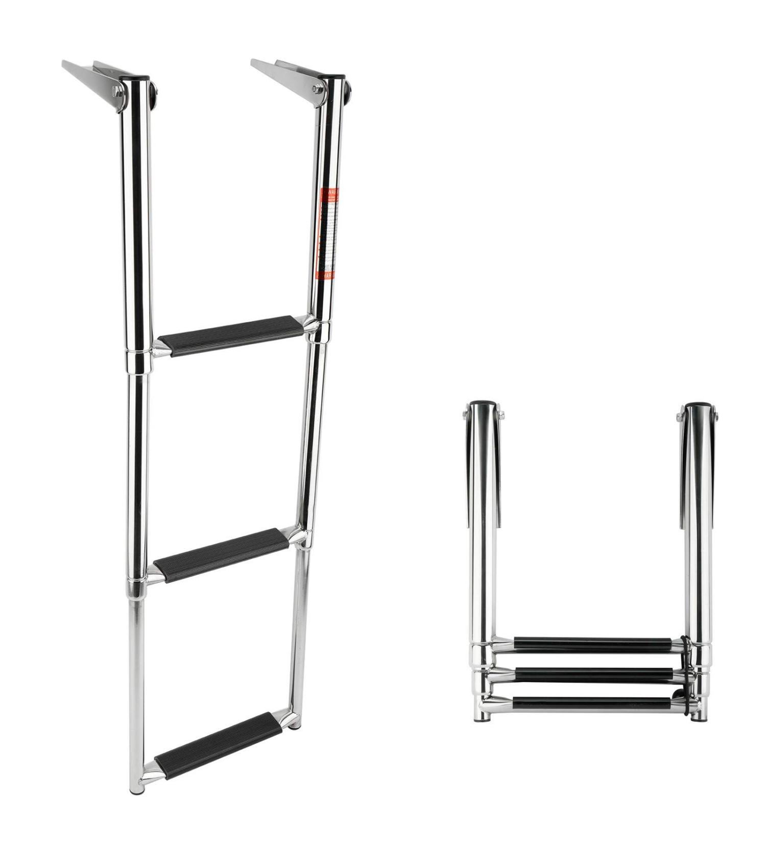 Amarine Made 3 Step Stainless Steel Telescoping Boat Ladder | Marine Swim Step - Buy Online on GoSupps.com