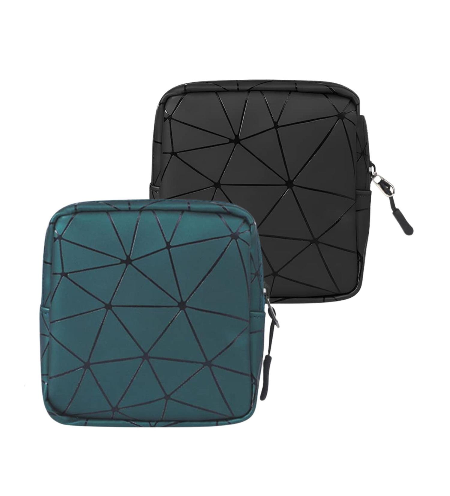 Omzsxk Tampon Binding Storage Bags - 2pc Portable Zipper Bags for Women | Menstruation Essentials (Black & Green) - Buy Online on GoSupps.com