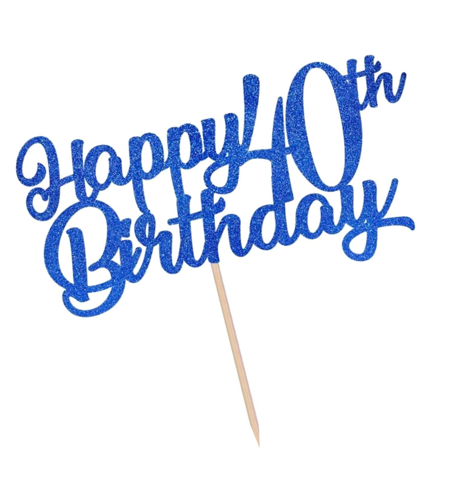 Personalised Cake Topper Happy 40th Birthday Cake Decoration Sparkling Cake Topper for Adult Birthday Party Decoration - Buy Online on GoSupps.com