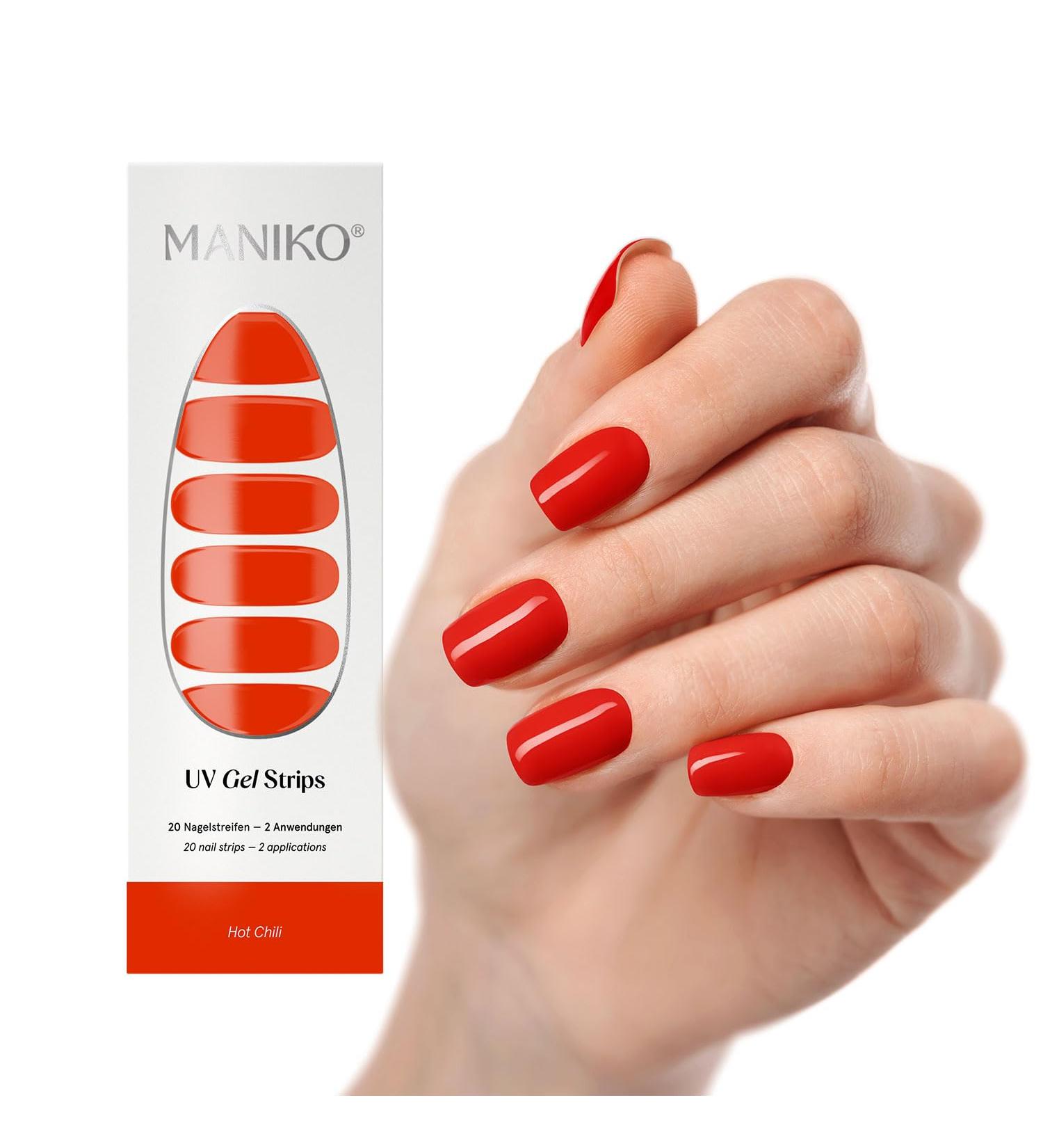 Maniko UV Gel Strips - Vegan Self-Adhesive Nail Film for Natural Nails - 20 Long-Lasting Applications in Hot Chili Color - Buy Online on GoSupps.com