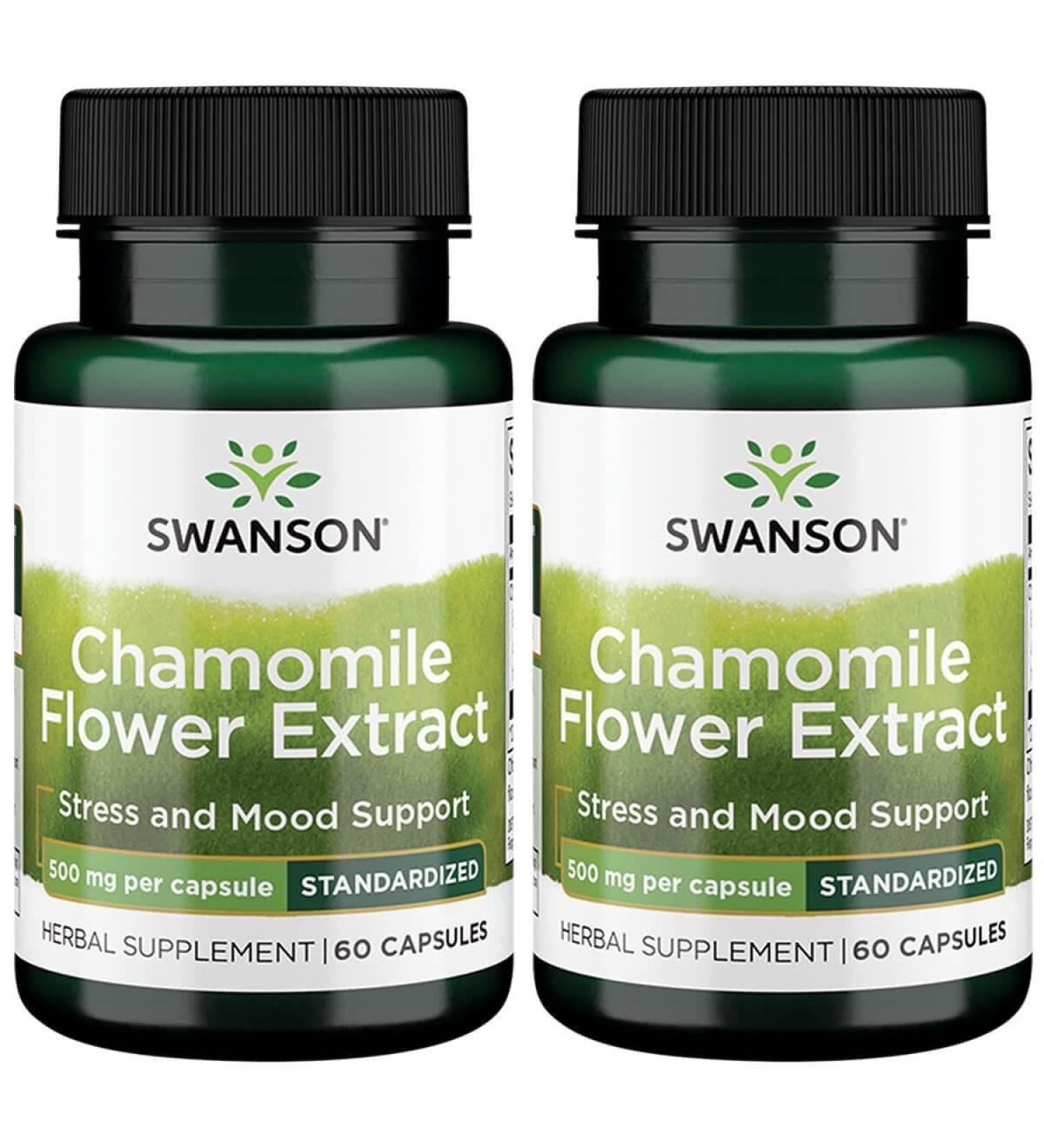 Swanson Chamomile Flower Extract 500 Milligrams Standardized to 1.2% Apigenin 6 mg per Capsule 60 Capsules (2 Pack)