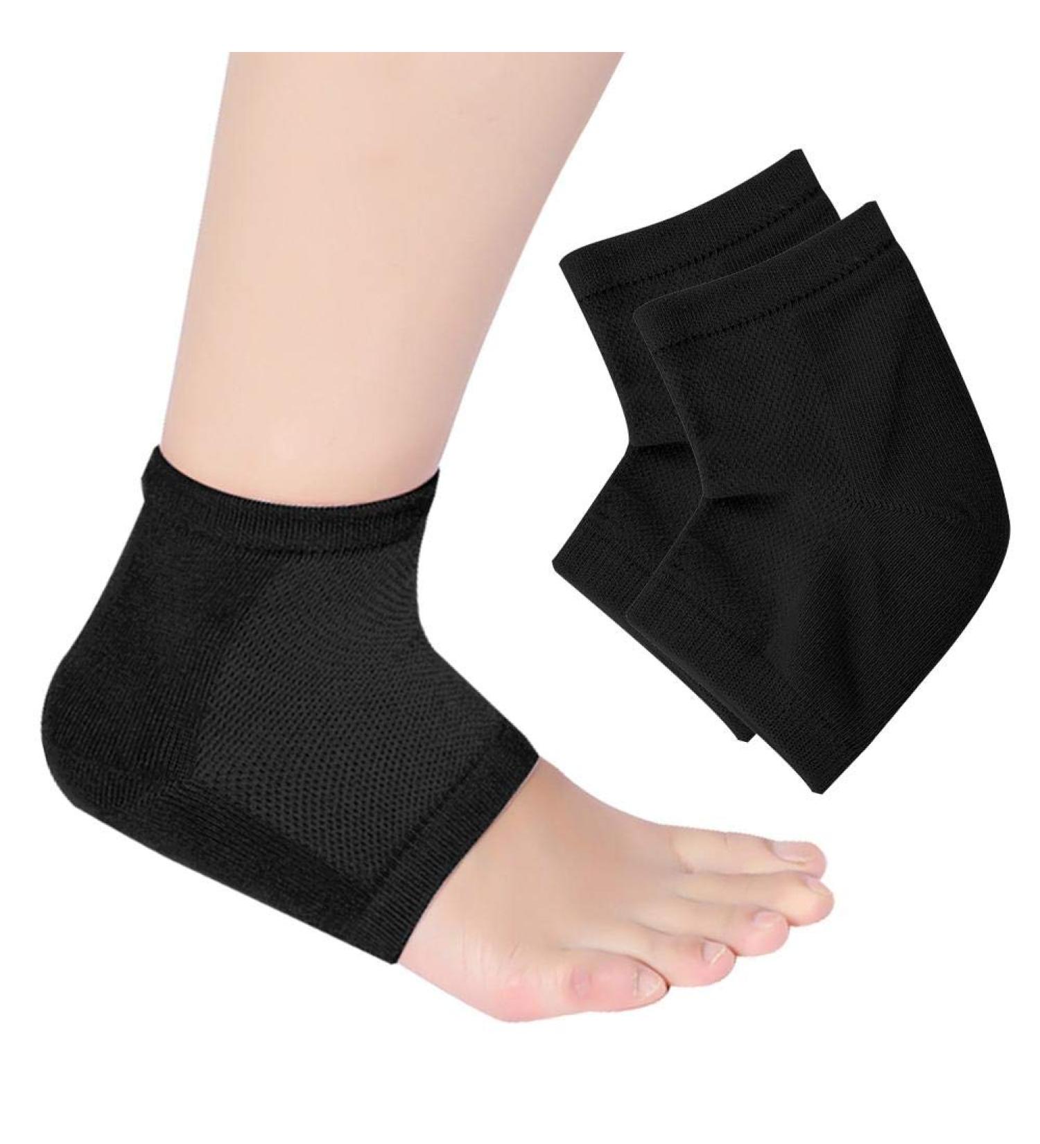 Comfortable Heel Protection Socks for Plantar Fasciitis & Heel Spurs | Soft Gel Compression Socks for Men & Women - Black - Buy Online on GoSupps.com