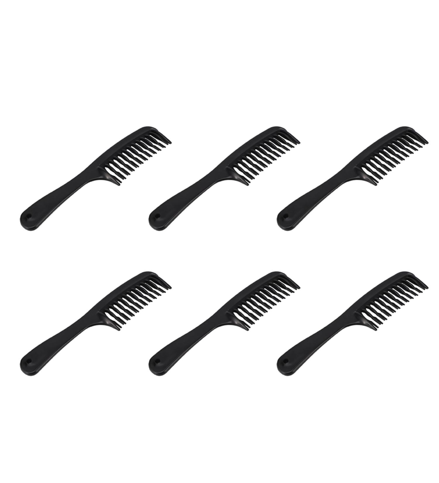 SRMAN 6X Black Double Row Tooth Detangler Hair Comb Shampoo Comb with Handle for Long Curly Wet Hair