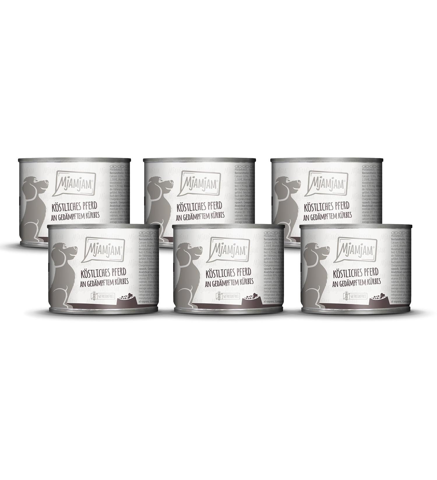 MjAMjAM - Premium Wet Dog Food - Delicious Horse with Steamed Pumpkin, 6 Pack (6 x 200g), Grain Free with Extra Meat