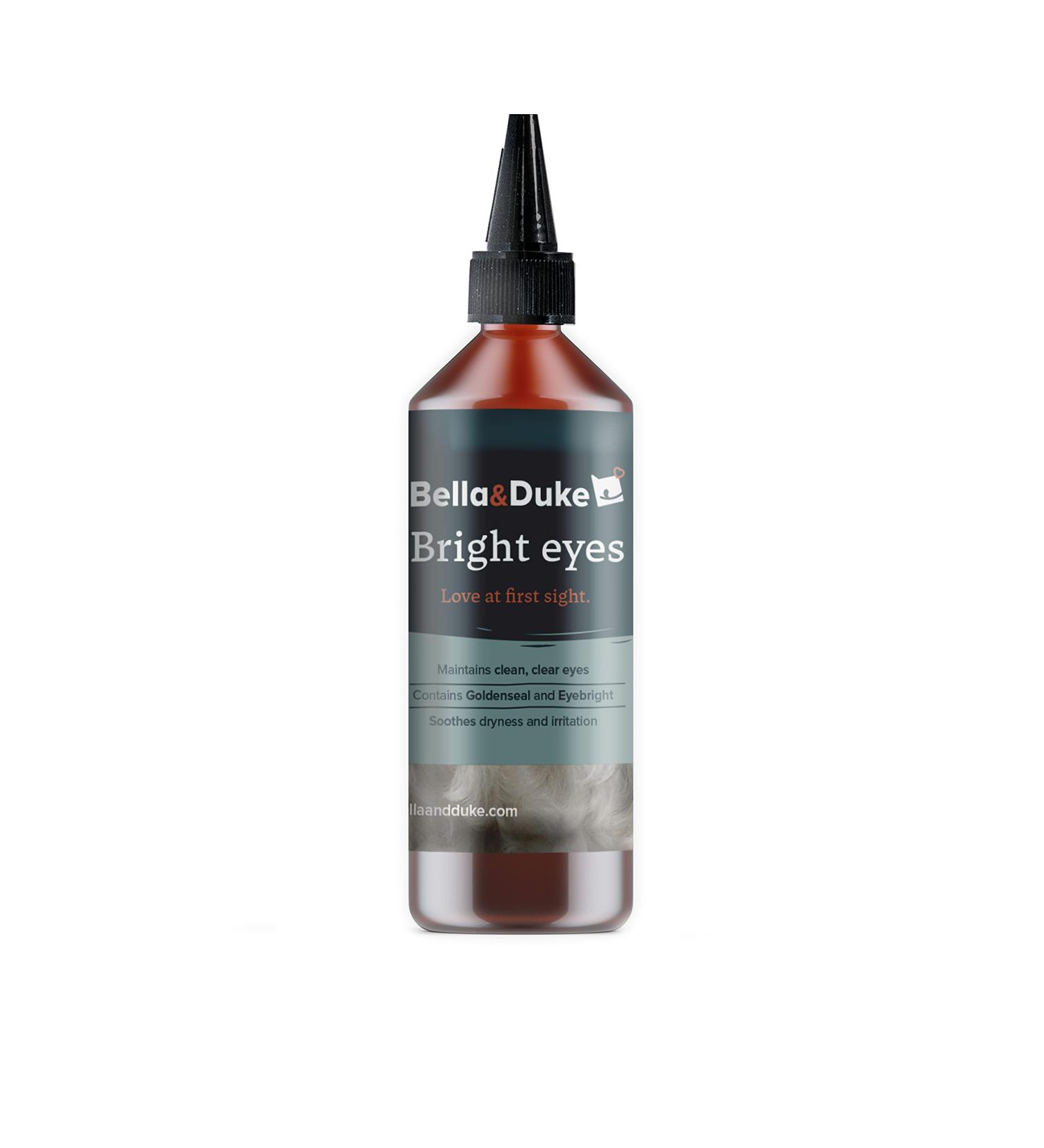 Bella & Duke Bright Eyes 50ml: Natural Antibacterial Dog Eye Drops with Goldenseal & Eyebright - Soothes Irritated Eyes, Prevents Infections - UK Made - Buy Online on GoSupps.com