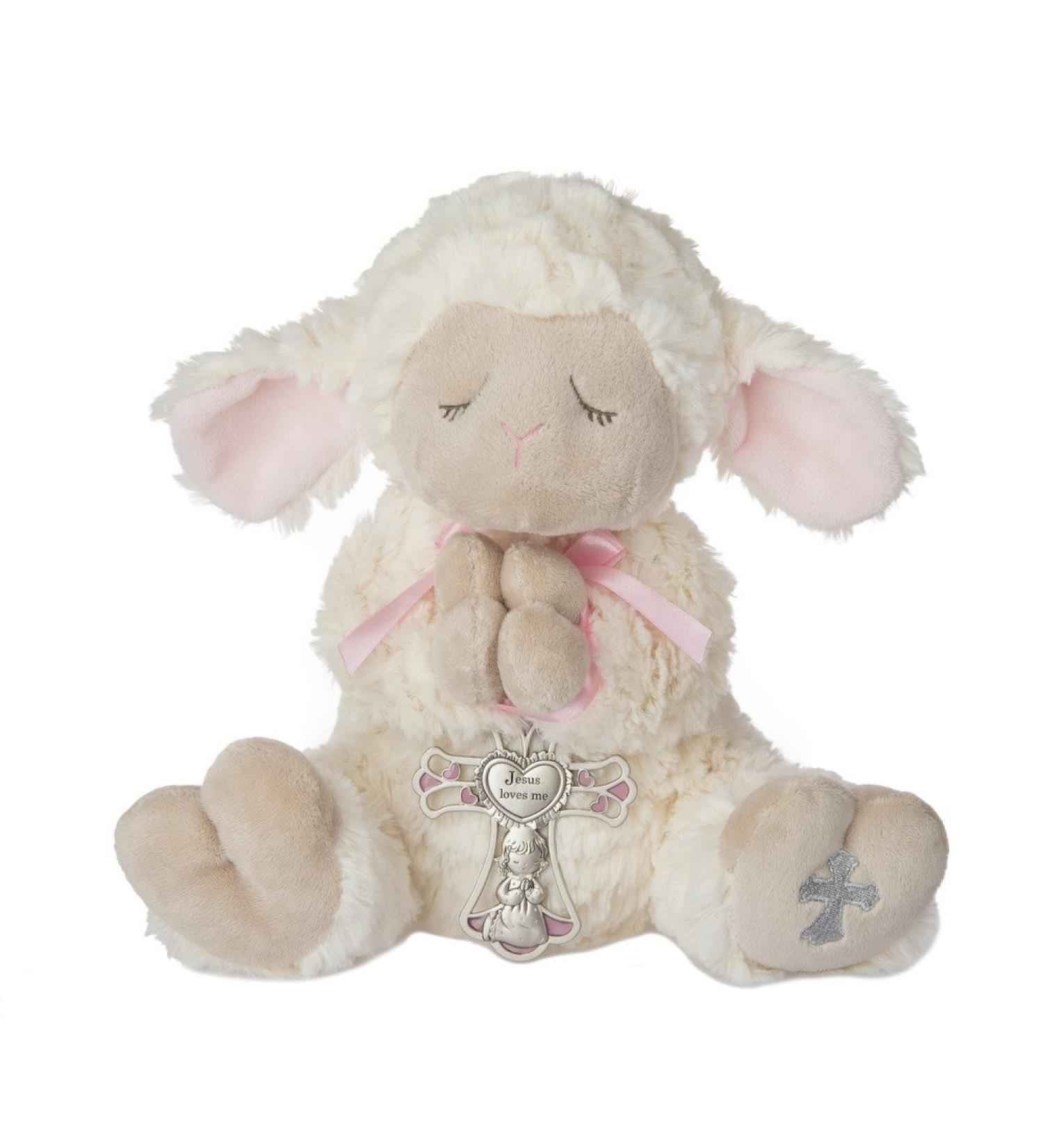 Ganz Serenity Lamb With Crib Cross Christening or Baptism Gift (Pink (Girl))