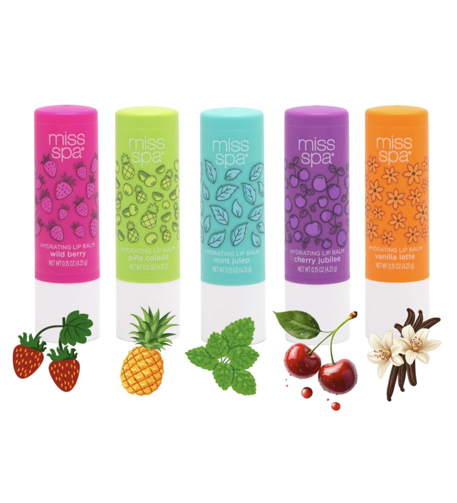 Miss Spa Hydrating Lip Balm Set Moisturizing Lip Care Gift Set for Dry Lips Nourishing Lip Moisturizer with Shea Butter & Vitamin E Vegan Gluten Free Long-Lasting Hydration 5 Flavors - Buy Online on GoSupps.com